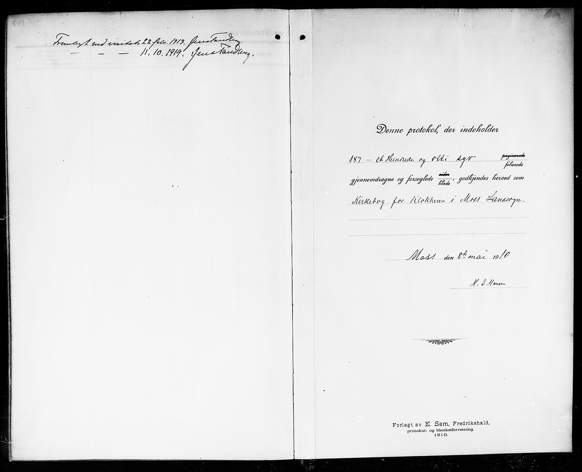 Moss prestekontor Kirkebøker, SAO/A-2003/G/Gb/L0003: Parish register (copy) no. II 3, 1910-1919