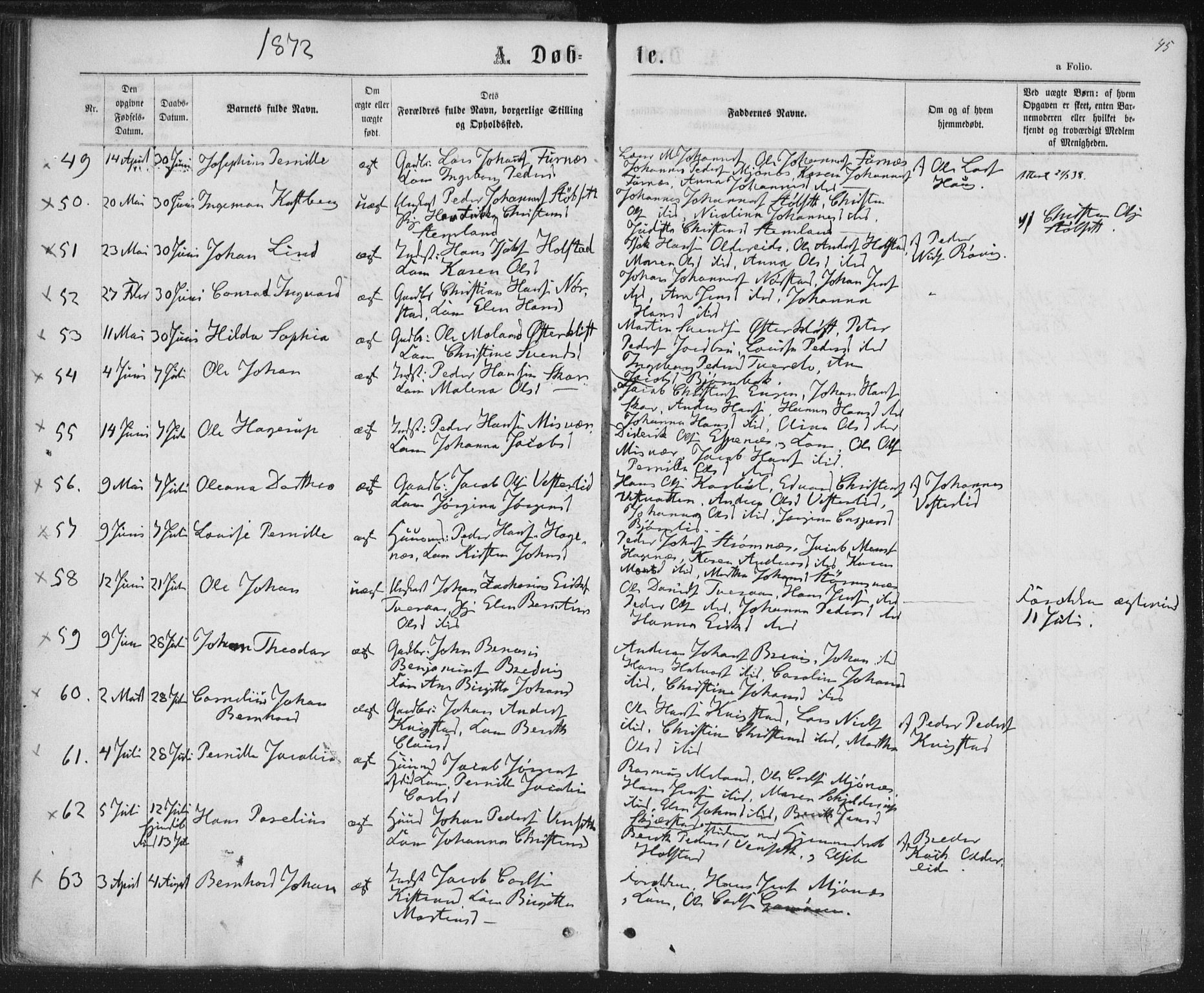 Ministerialprotokoller, klokkerbøker og fødselsregistre - Nordland, SAT/A-1459/852/L0739: Parish register (official) no. 852A09, 1866-1877, p. 45