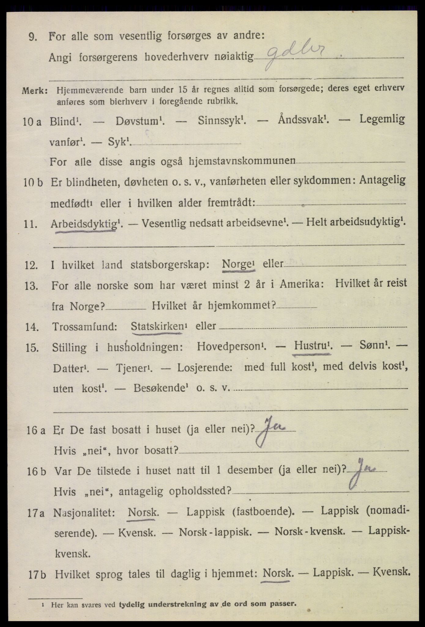 SAT, 1920 census for Verdal, 1920, p. 11358