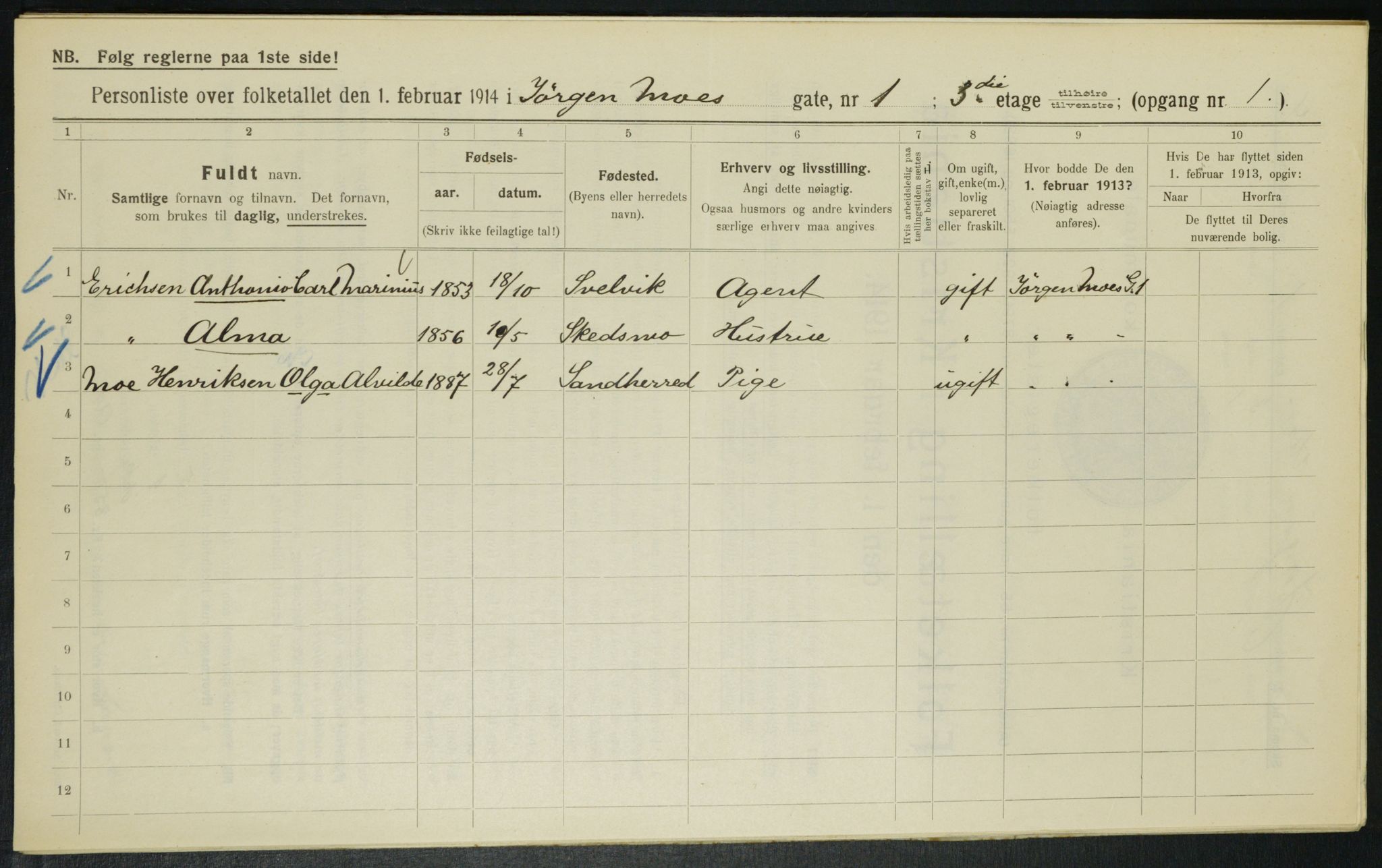 OBA, Municipal Census 1914 for Kristiania, 1914, p. 47682