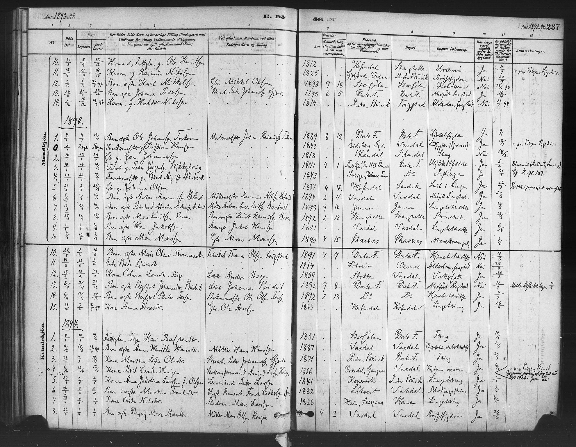 Bruvik Sokneprestembete, SAB/A-74701/H/Haa: Parish register (official) no. B 1, 1878-1904, p. 237
