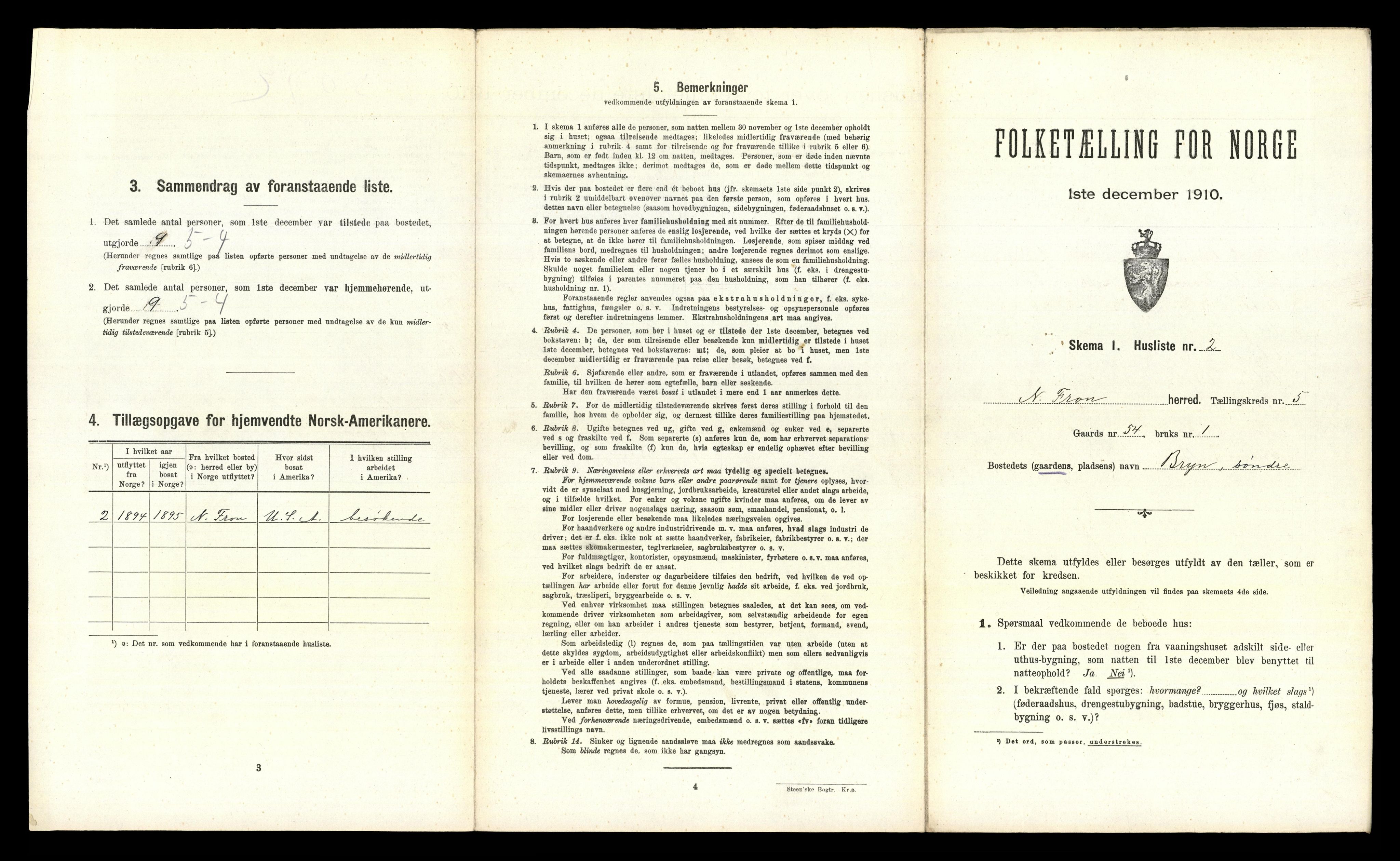 RA, 1910 census for Nord-Fron, 1910, p. 572