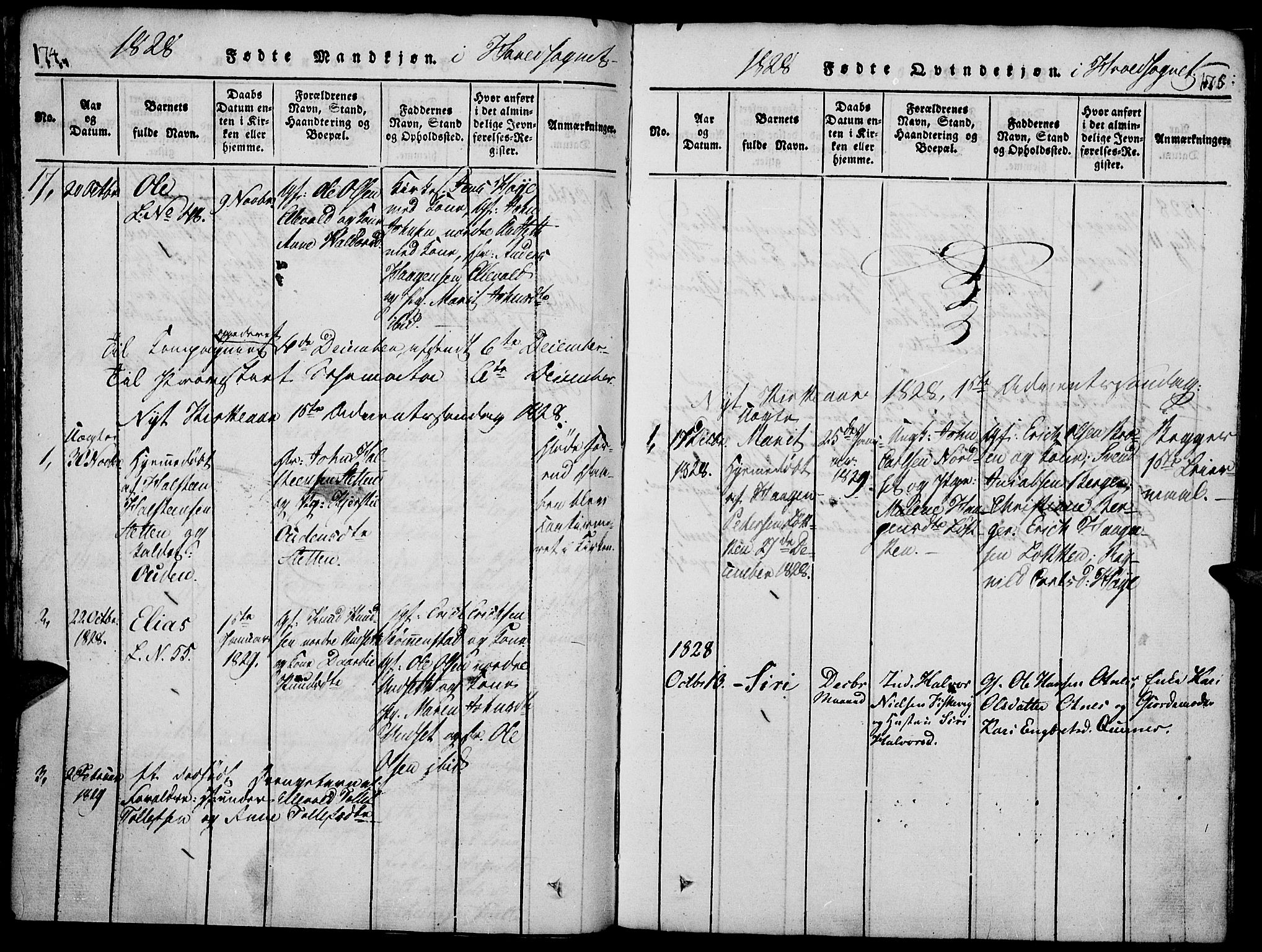 Rendalen prestekontor, AV/SAH-PREST-054/H/Ha/Haa/L0003: Parish register (official) no. 3, 1815-1829, p. 174-175