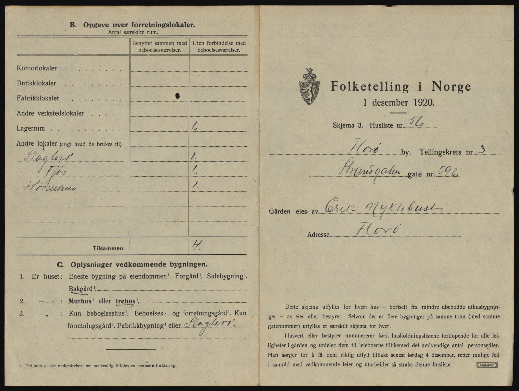 SAB, 1920 census for Florø, 1920, p. 382