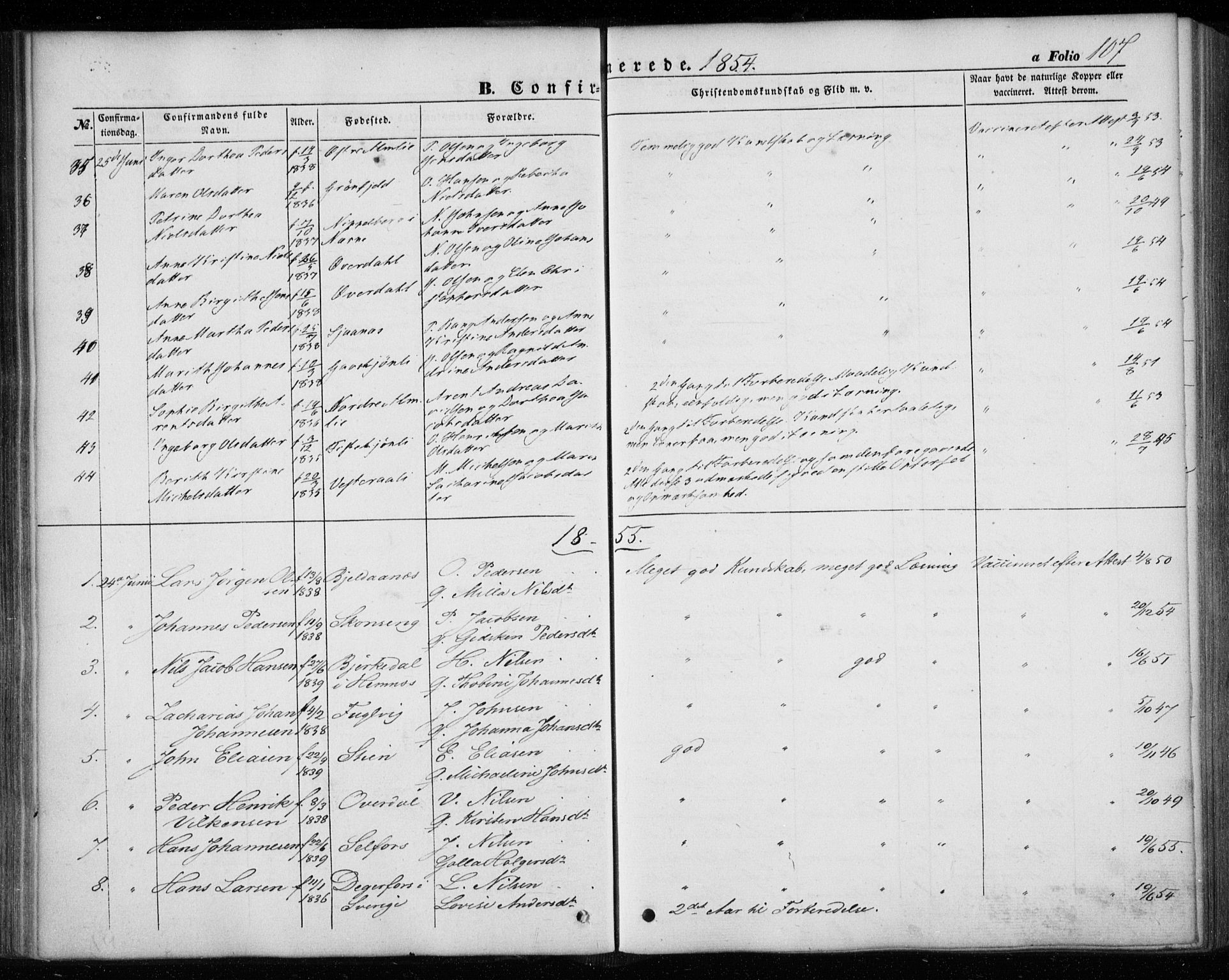 Ministerialprotokoller, klokkerbøker og fødselsregistre - Nordland, AV/SAT-A-1459/827/L0392: Parish register (official) no. 827A04, 1853-1866, p. 107