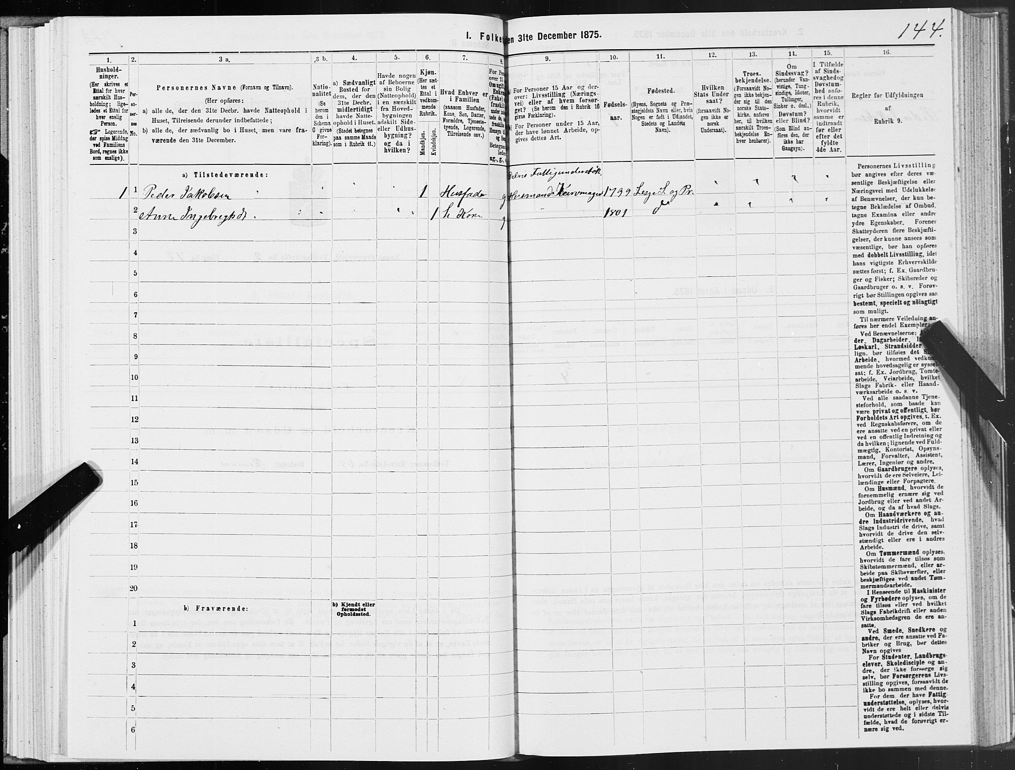 SAT, 1875 census for 1828P Nesna, 1875, p. 2144