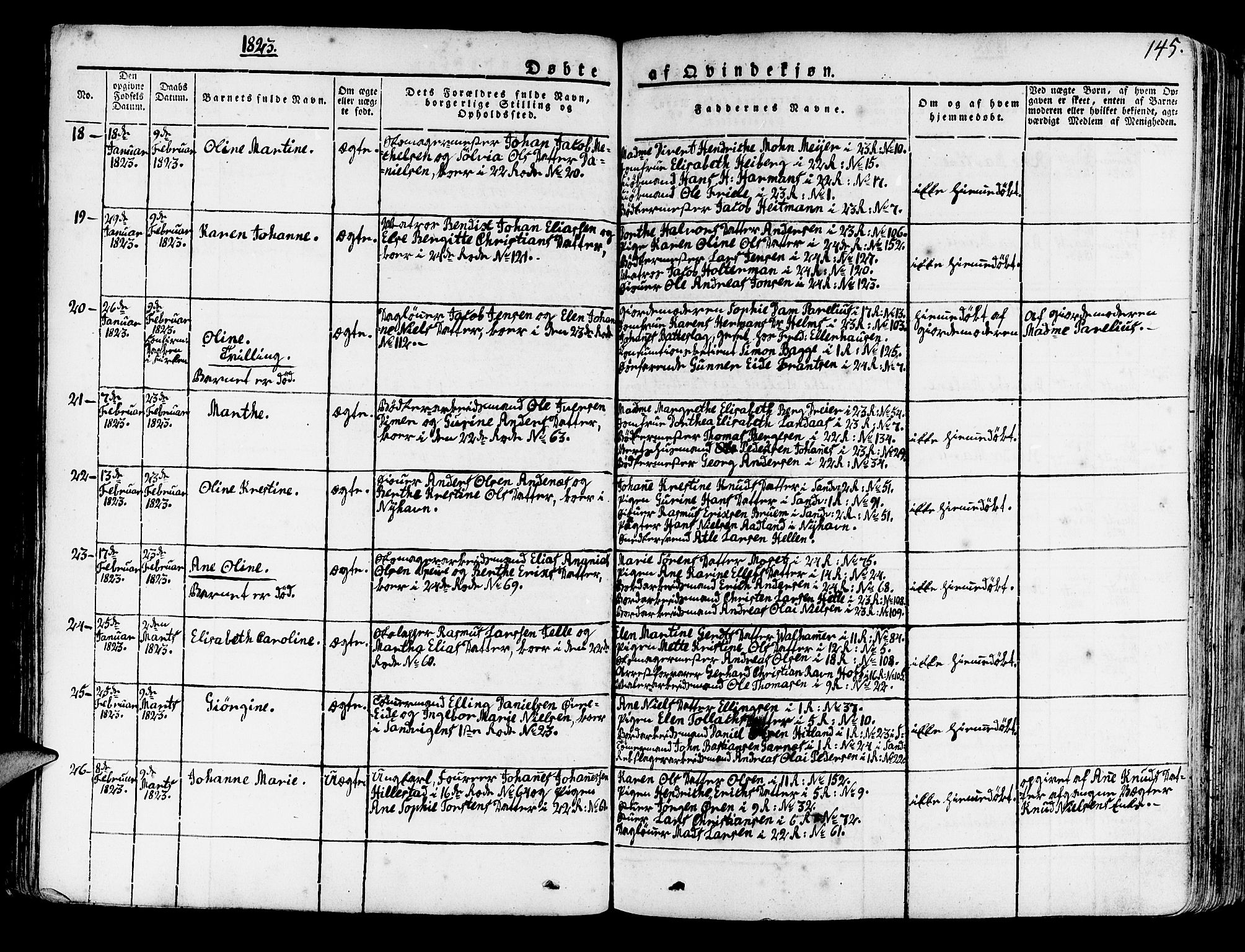 Korskirken sokneprestembete, SAB/A-76101/H/Haa/L0014: Parish register (official) no. A 14, 1823-1835, p. 145