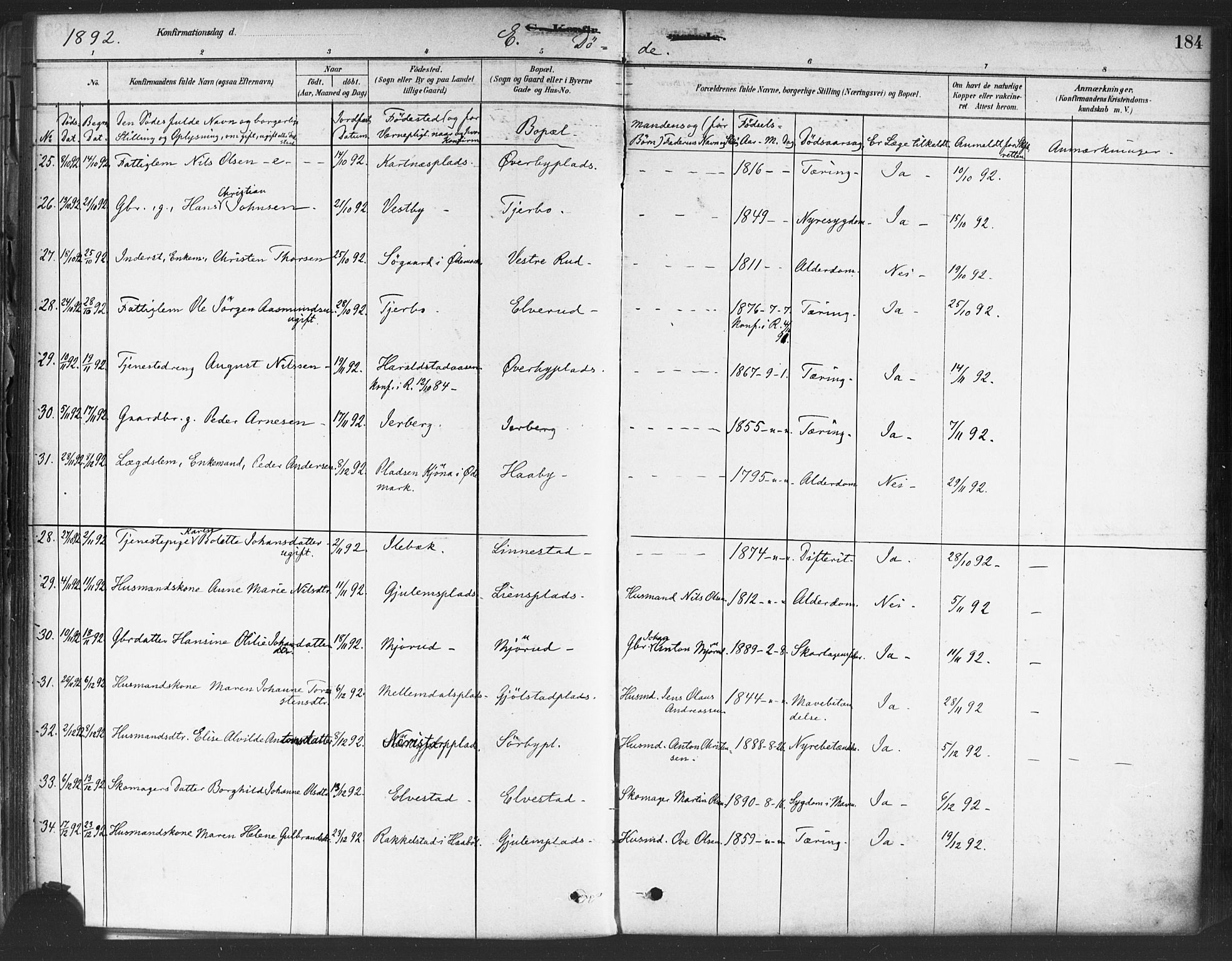 Rakkestad prestekontor Kirkebøker, AV/SAO-A-2008/F/Fa/L0012: Parish register (official) no. I 12, 1878-1893, p. 184