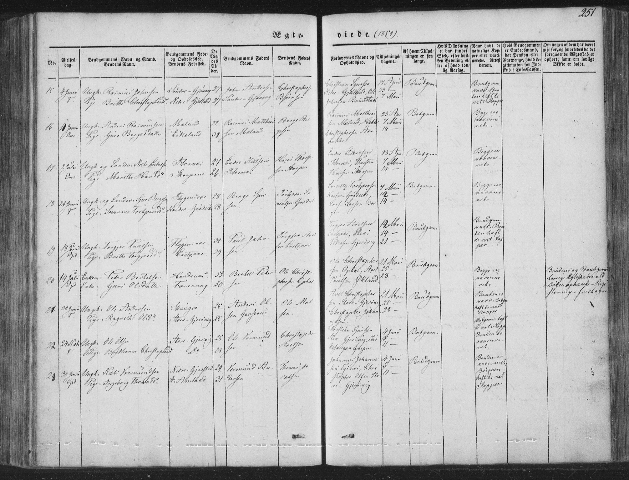 Tysnes sokneprestembete, AV/SAB-A-78601/H/Haa: Parish register (official) no. A 10, 1848-1859, p. 251