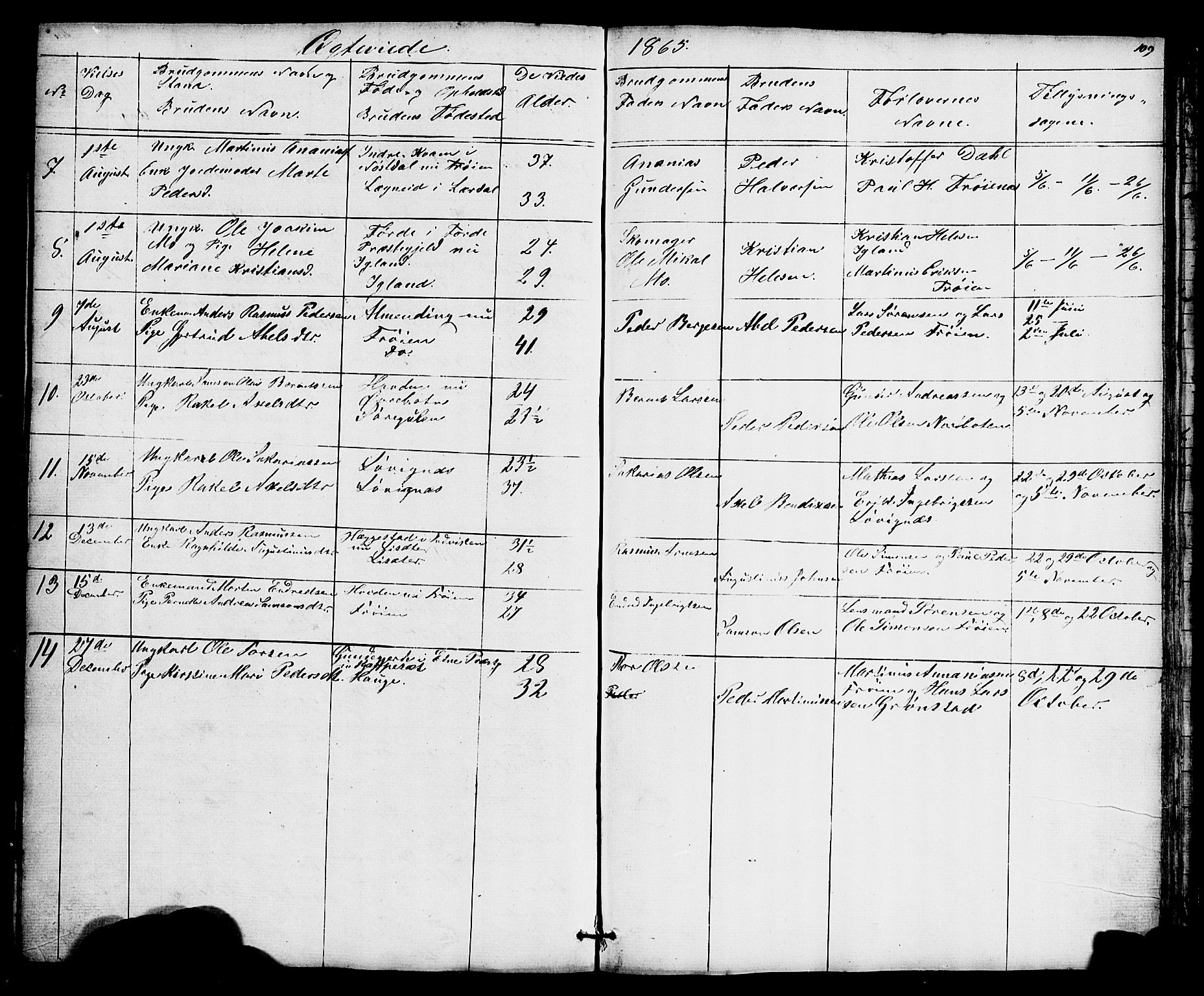 Bremanger sokneprestembete, AV/SAB-A-82201/H/Hab/Haba/L0001: Parish register (copy) no. A 1, 1853-1865, p. 109