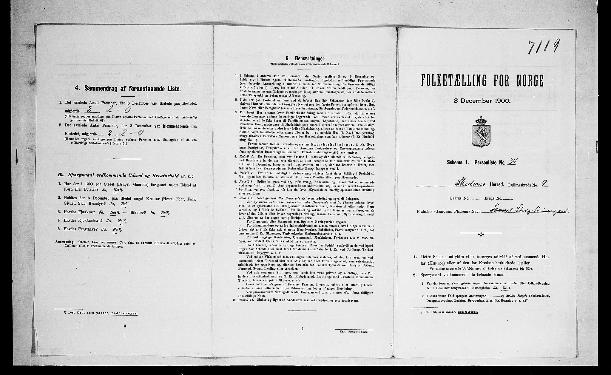 SAO, 1900 census for Skedsmo, 1900