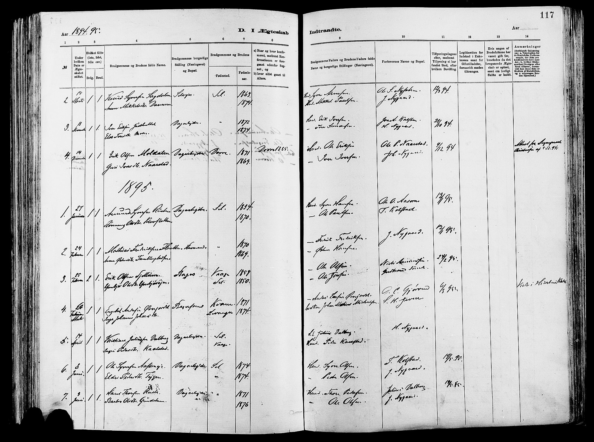 Vågå prestekontor, SAH/PREST-076/H/Ha/Haa/L0008: Parish register (official) no. 8, 1886-1904, p. 117