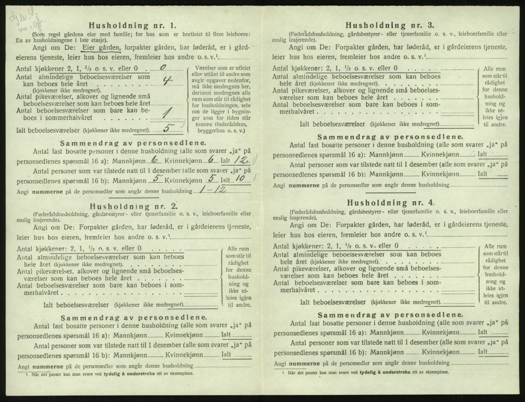 SAK, 1920 census for Valle, 1920, p. 192