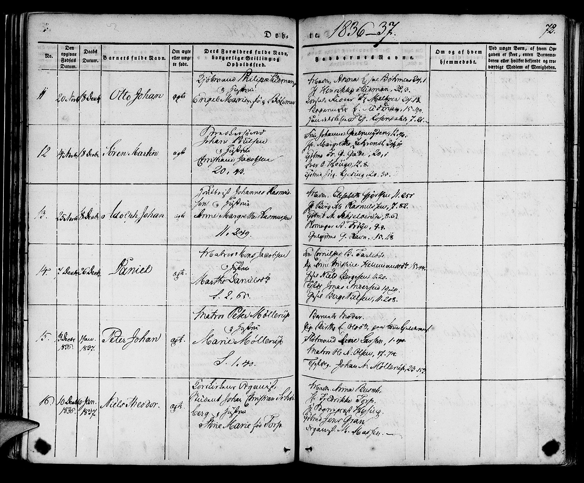 Korskirken sokneprestembete, AV/SAB-A-76101/H/Haa/L0015: Parish register (official) no. B 1, 1833-1841, p. 72