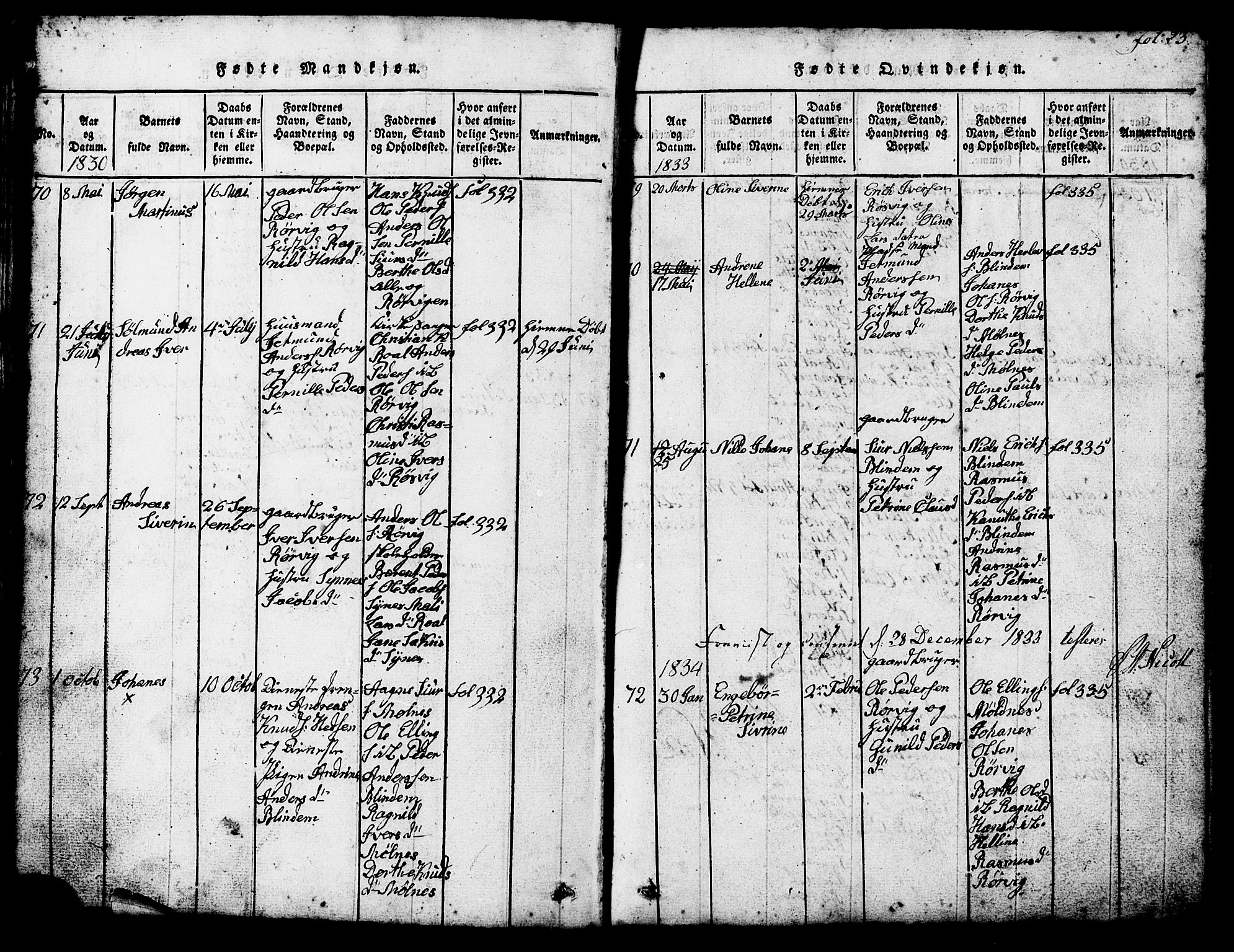 Ministerialprotokoller, klokkerbøker og fødselsregistre - Møre og Romsdal, SAT/A-1454/537/L0520: Parish register (copy) no. 537C01, 1819-1868, p. 23