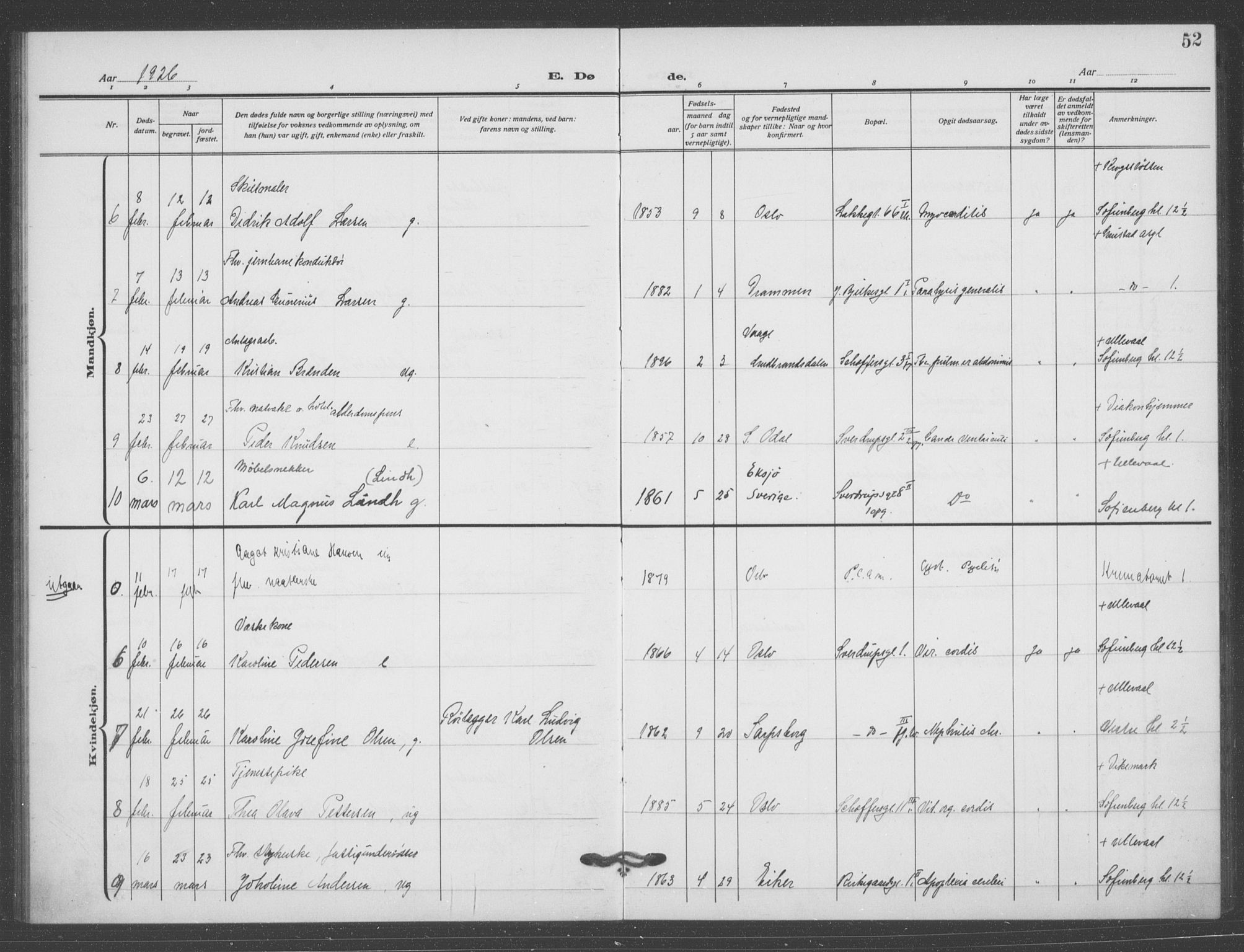 Matteus prestekontor Kirkebøker, AV/SAO-A-10870/F/Fa/L0004: Parish register (official) no. 4, 1917-1938, p. 52