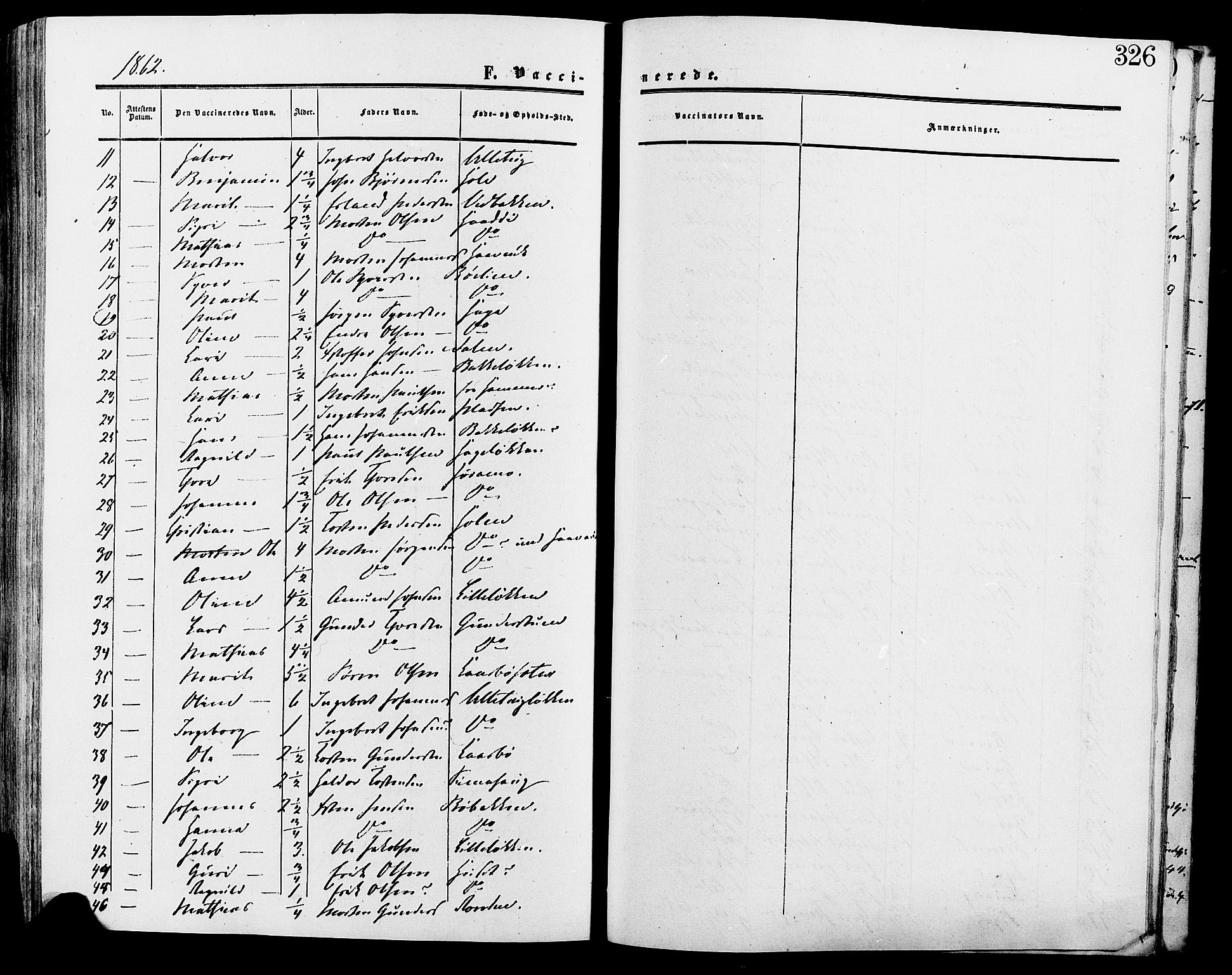Lesja prestekontor, SAH/PREST-068/H/Ha/Haa/L0009: Parish register (official) no. 9, 1854-1889, p. 326