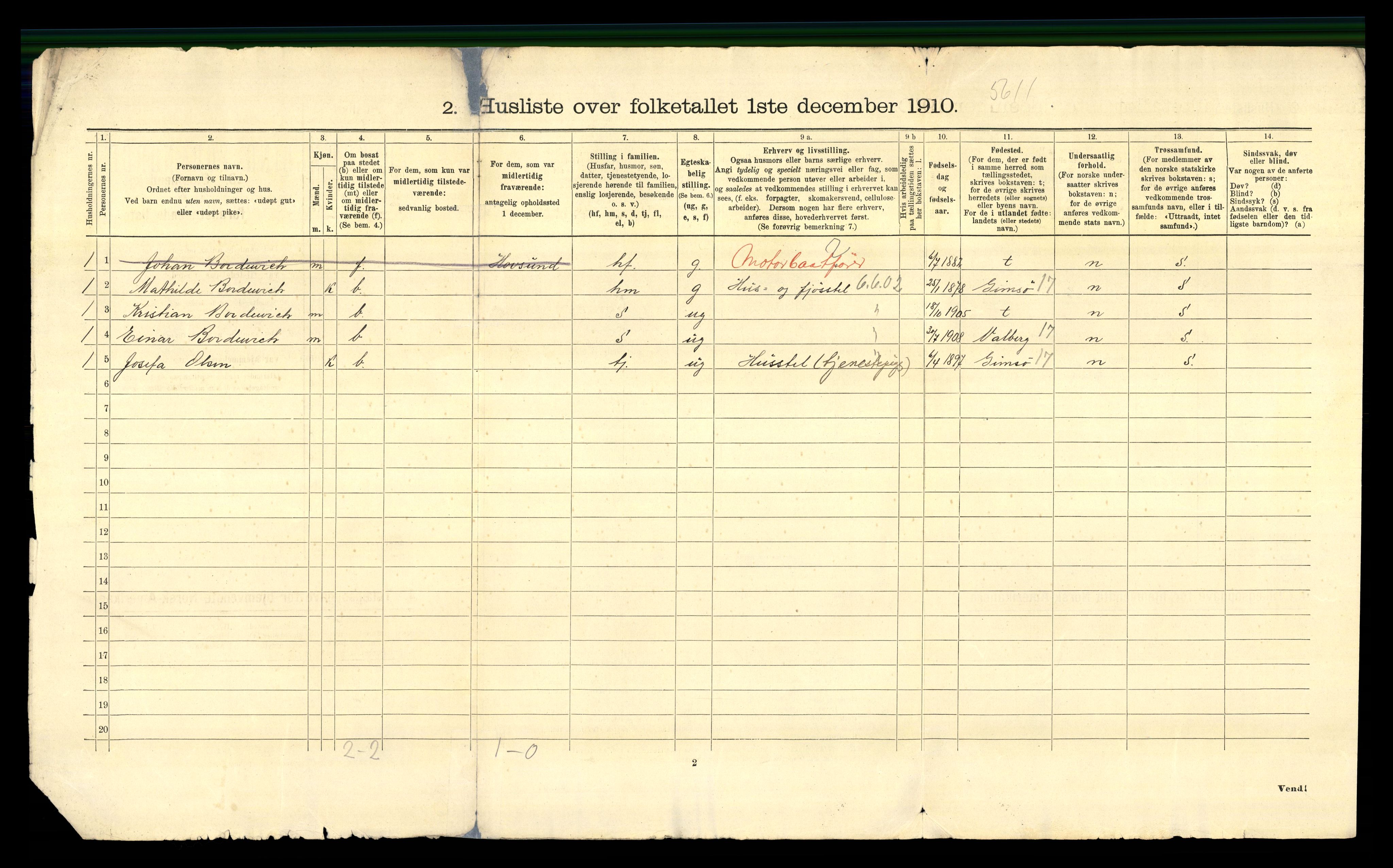 RA, 1910 census for Vågan, 1910, p. 62