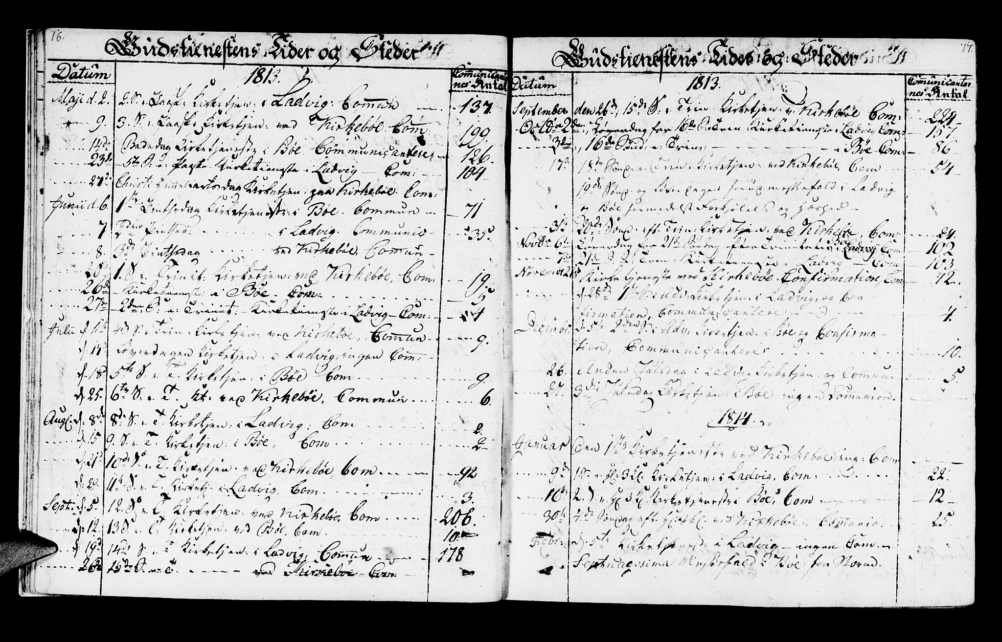 Lavik sokneprestembete, SAB/A-80901: Parish register (official) no. A 1, 1809-1822, p. 16-17