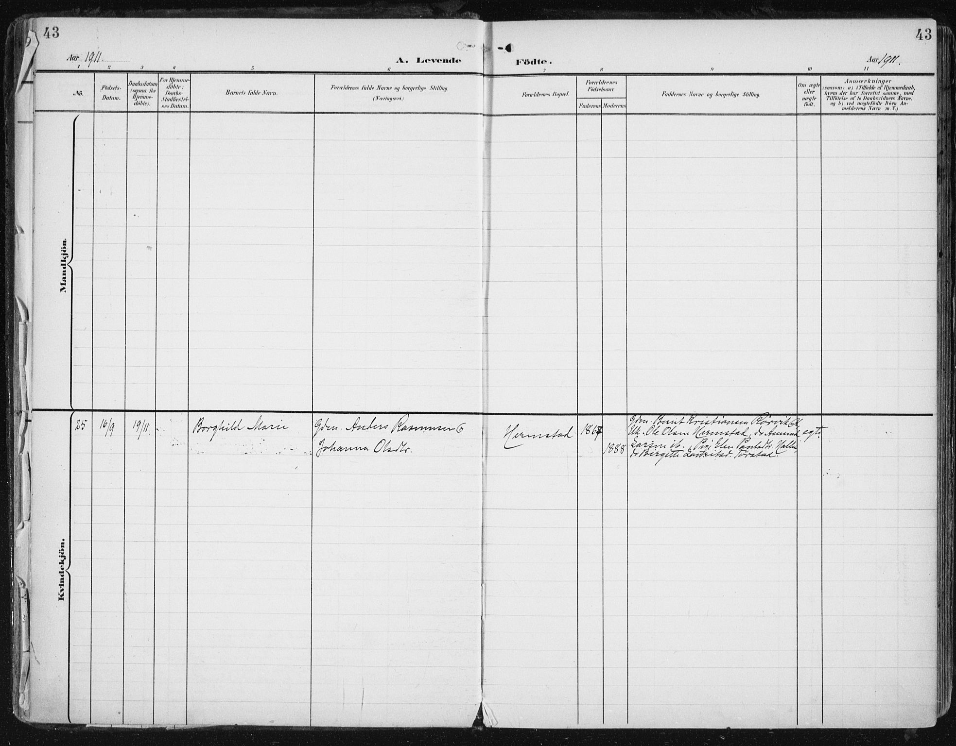 Ministerialprotokoller, klokkerbøker og fødselsregistre - Sør-Trøndelag, SAT/A-1456/646/L0616: Parish register (official) no. 646A14, 1900-1918, p. 43