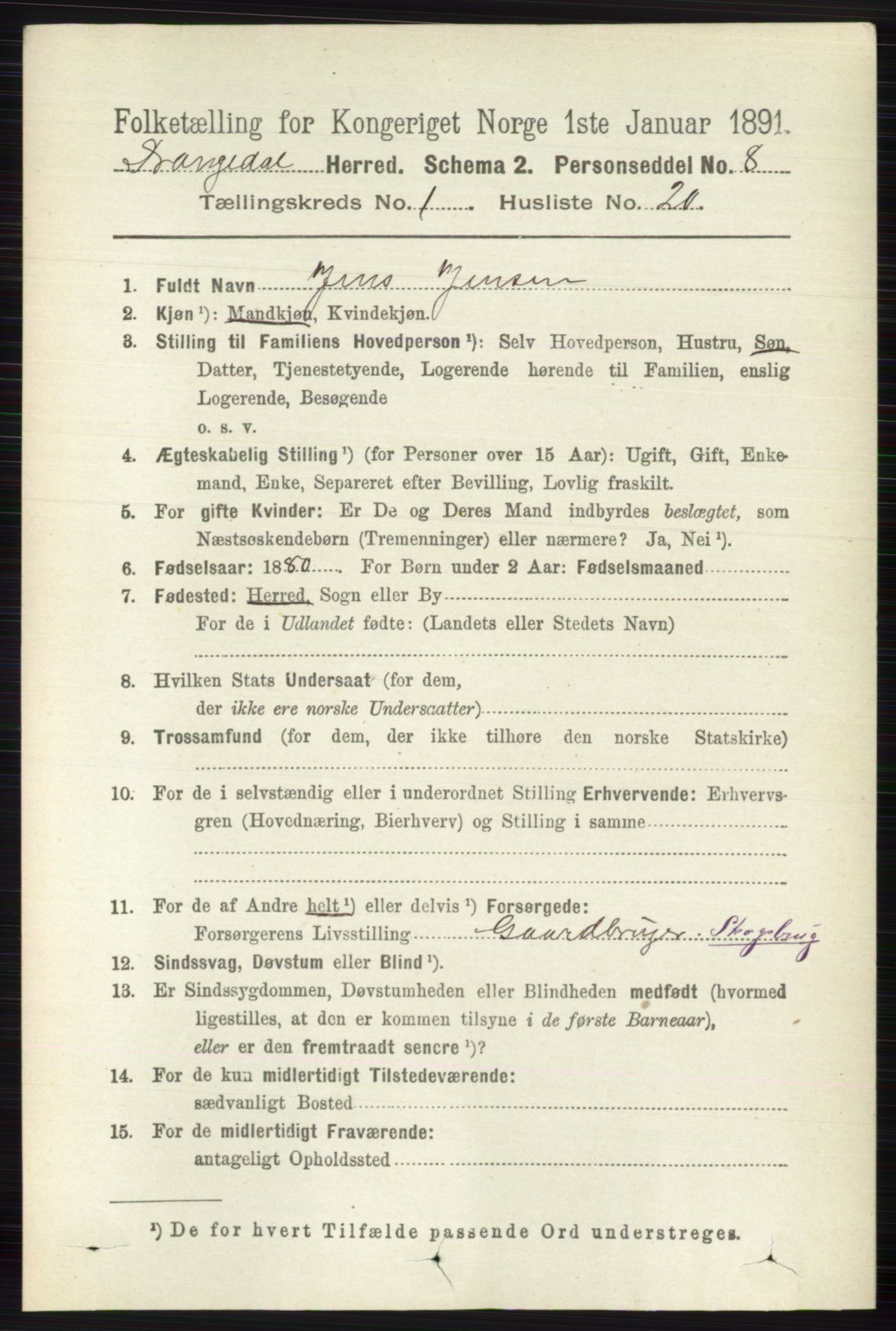 RA, 1891 census for 0817 Drangedal, 1891, p. 201
