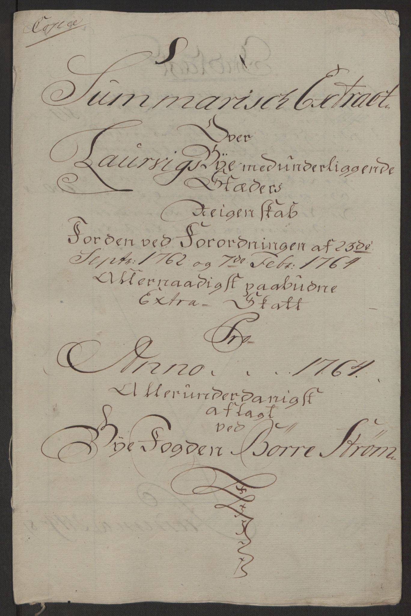 Rentekammeret inntil 1814, Reviderte regnskaper, Byregnskaper, AV/RA-EA-4066/R/Ri/L0183/0001: [I4] Kontribusjonsregnskap / Ekstraskatt, 1762-1768, p. 174