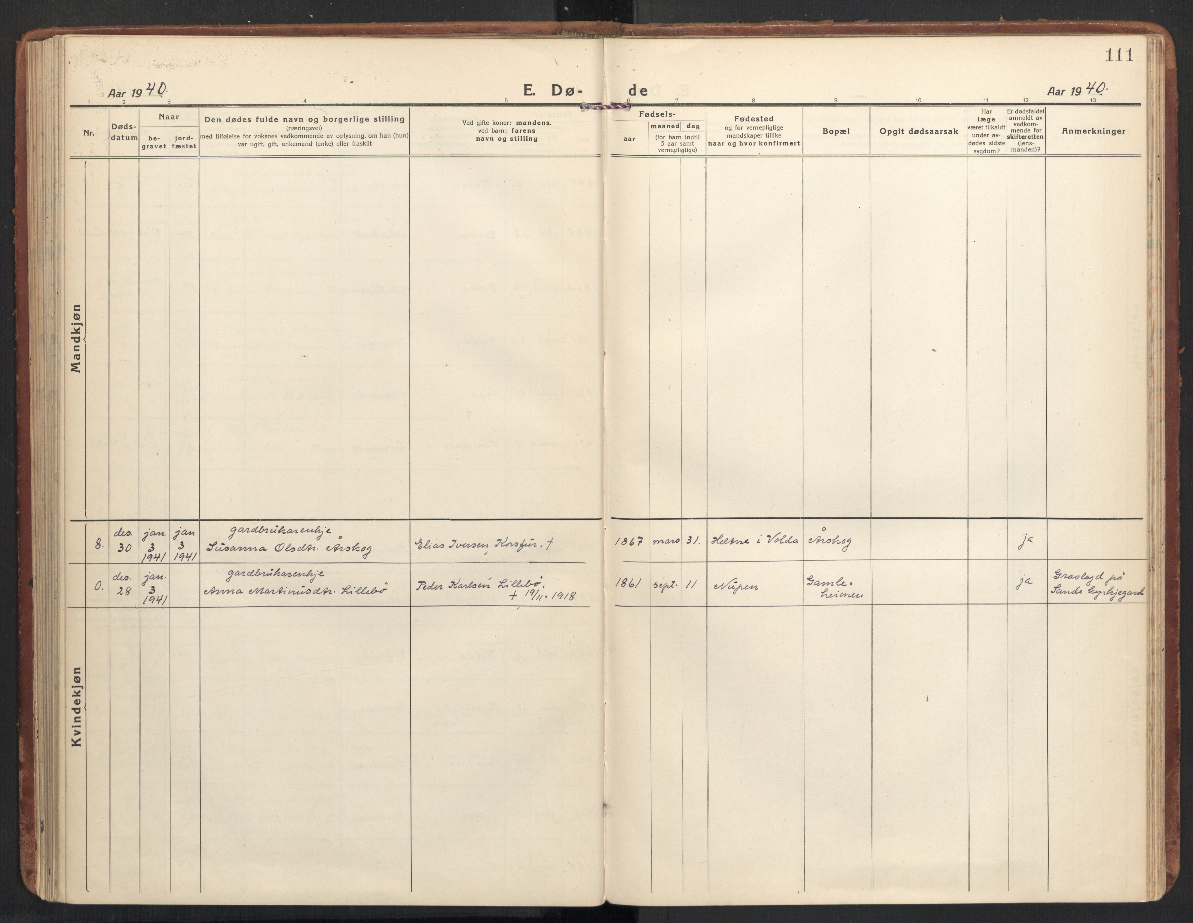 Ministerialprotokoller, klokkerbøker og fødselsregistre - Møre og Romsdal, AV/SAT-A-1454/504/L0058: Parish register (official) no. 504A05, 1920-1940, p. 111