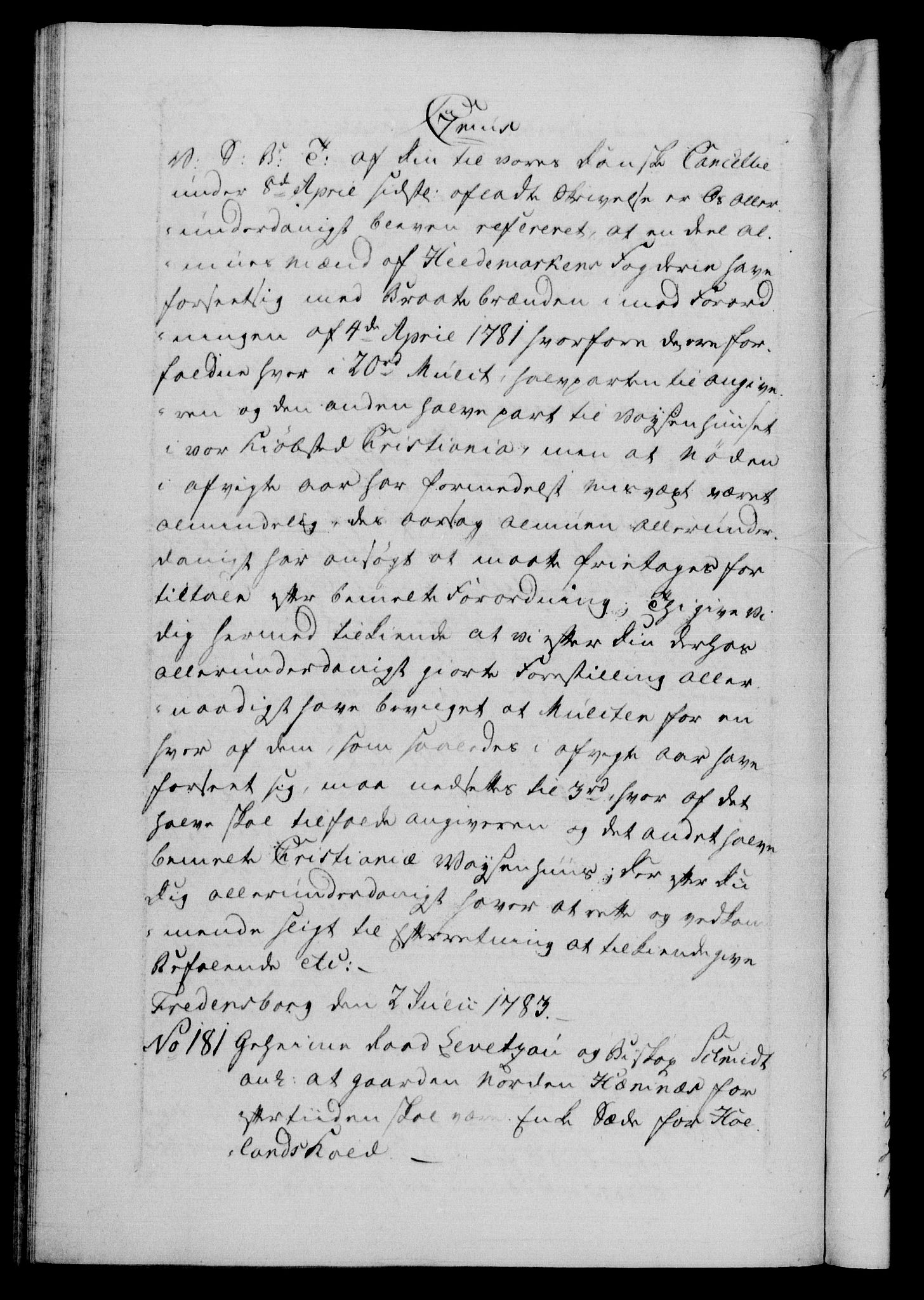 Danske Kanselli 1572-1799, AV/RA-EA-3023/F/Fc/Fca/Fcab/L0043: Norske tegnelser, 1782-1786, p. 253b