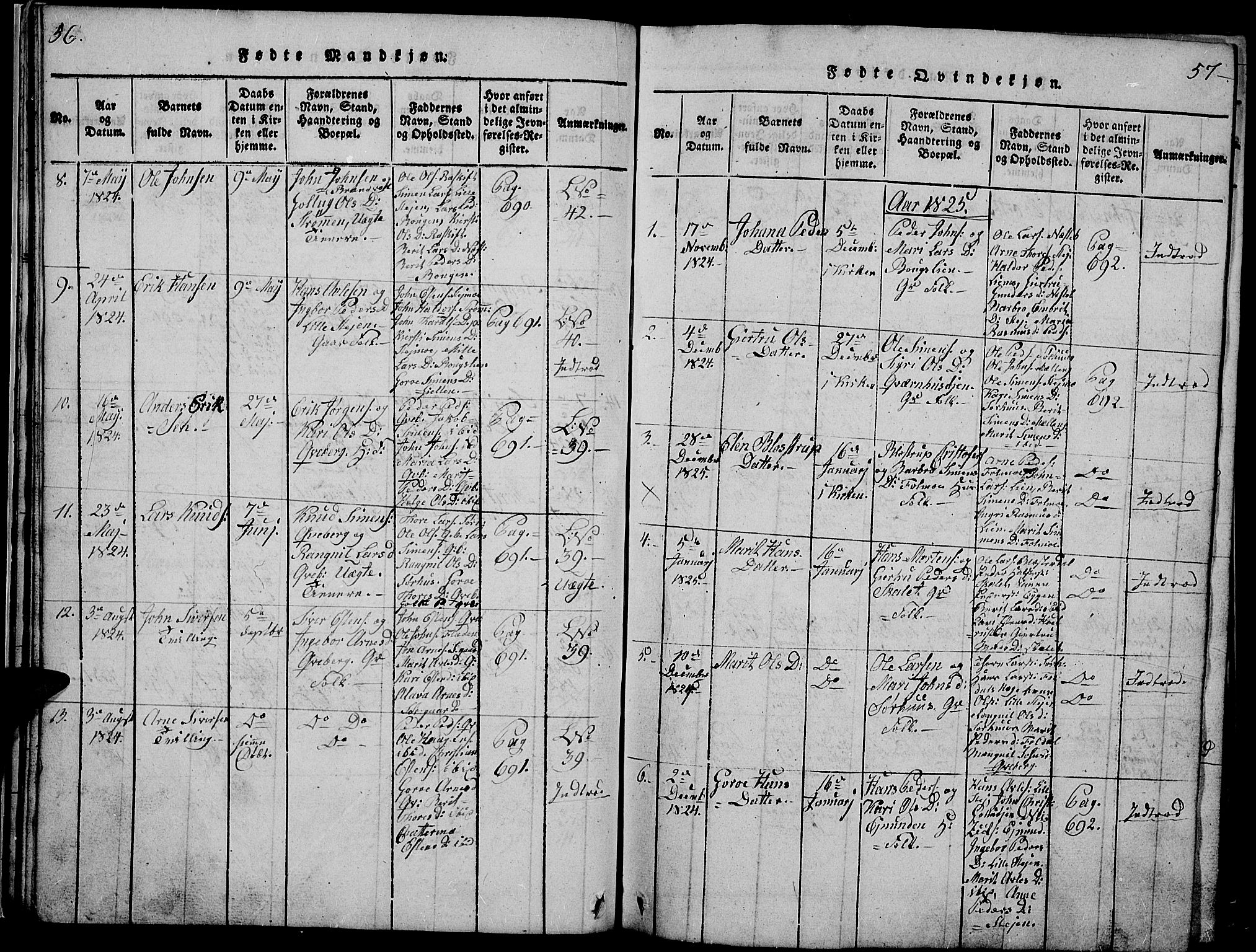 Tynset prestekontor, SAH/PREST-058/H/Ha/Hab/L0002: Parish register (copy) no. 2, 1814-1862, p. 56-57