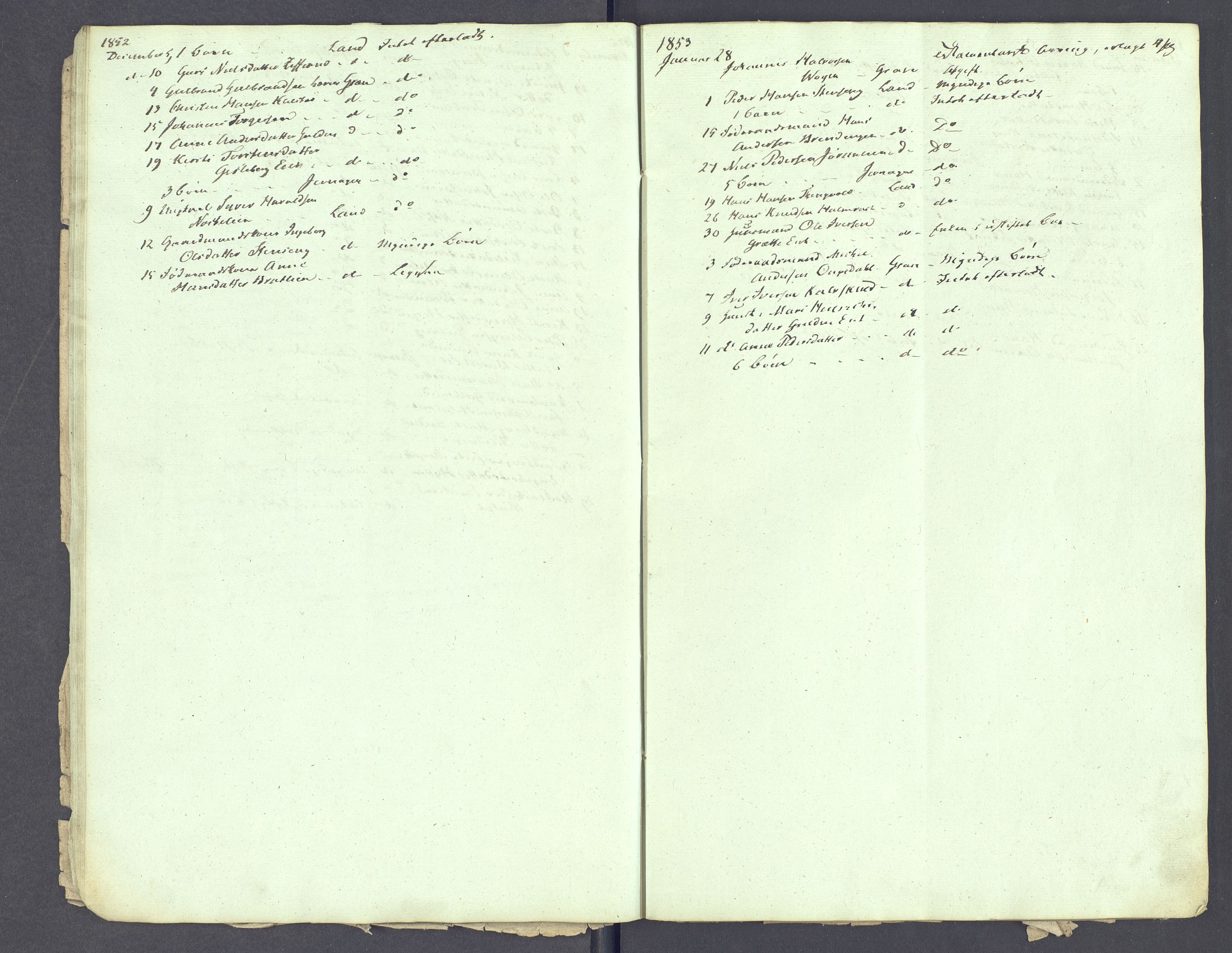 Hadeland og Land tingrett, AV/SAH-TING-010/J/Jg/L0002: Dødsfallsprotokoll, 1851-1858
