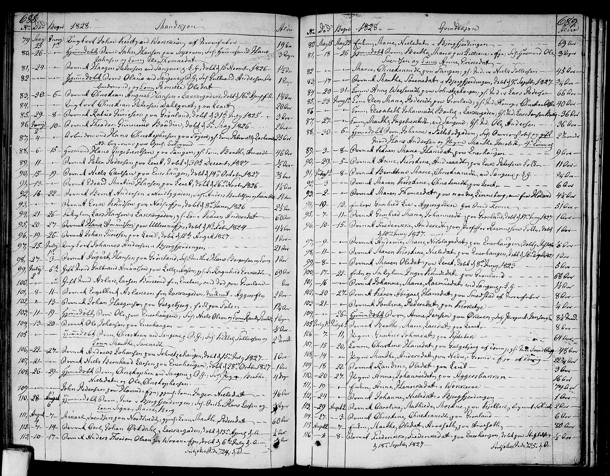 Aker prestekontor kirkebøker, SAO/A-10861/F/L0012: Parish register (official) no. 12, 1819-1828, p. 688-689