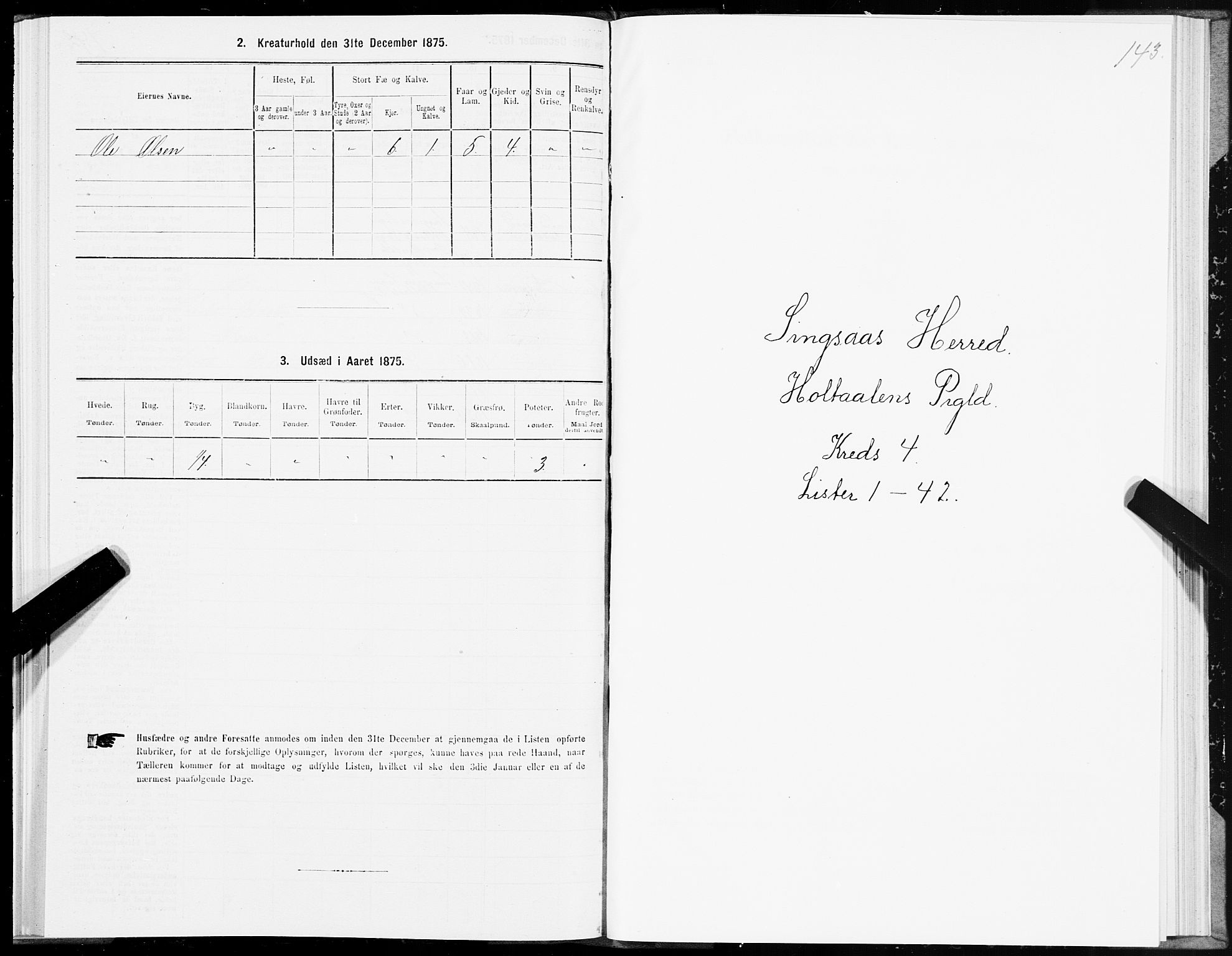 SAT, 1875 census for 1645P Haltdalen, 1875, p. 3143