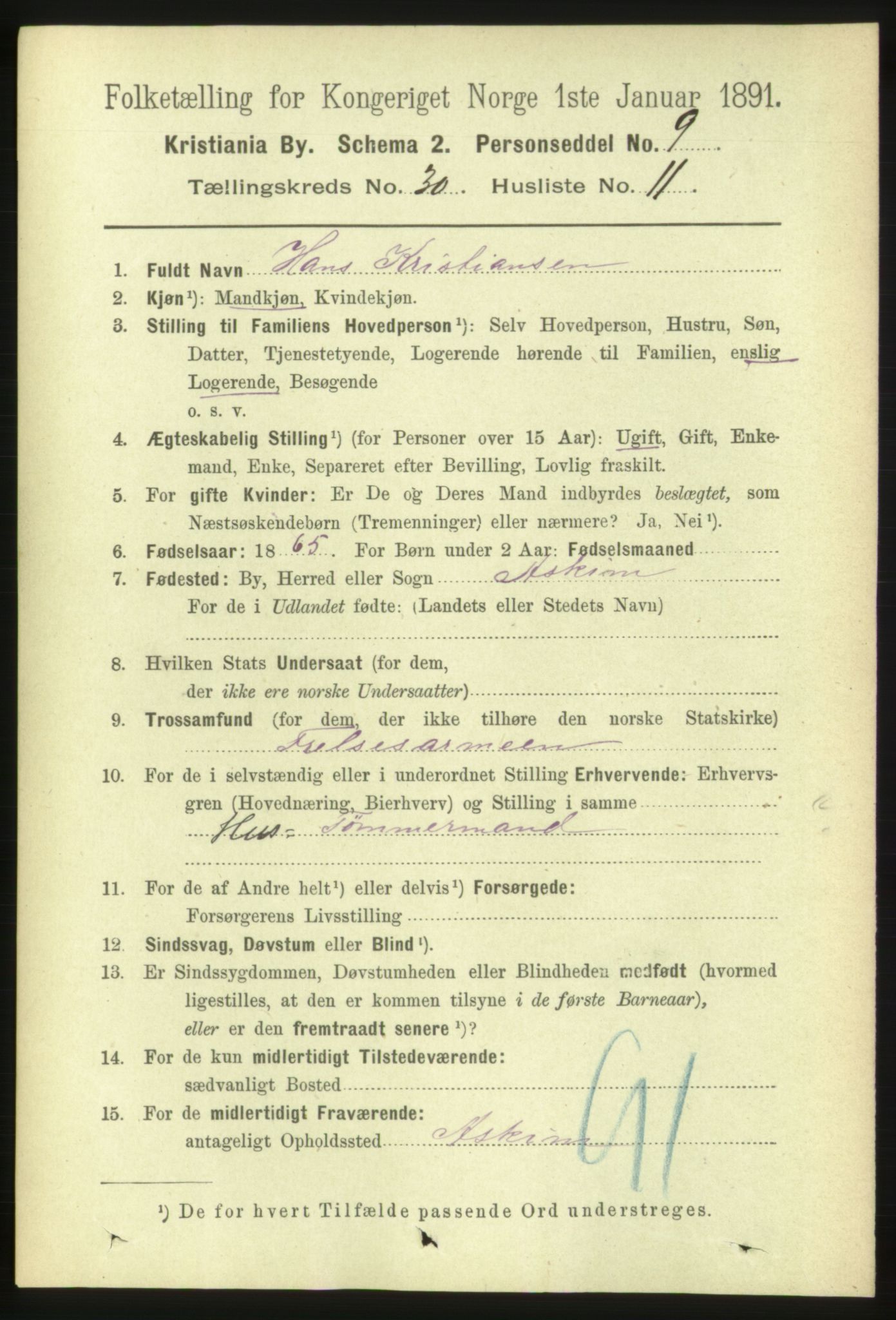 RA, 1891 census for 0301 Kristiania, 1891, p. 15835