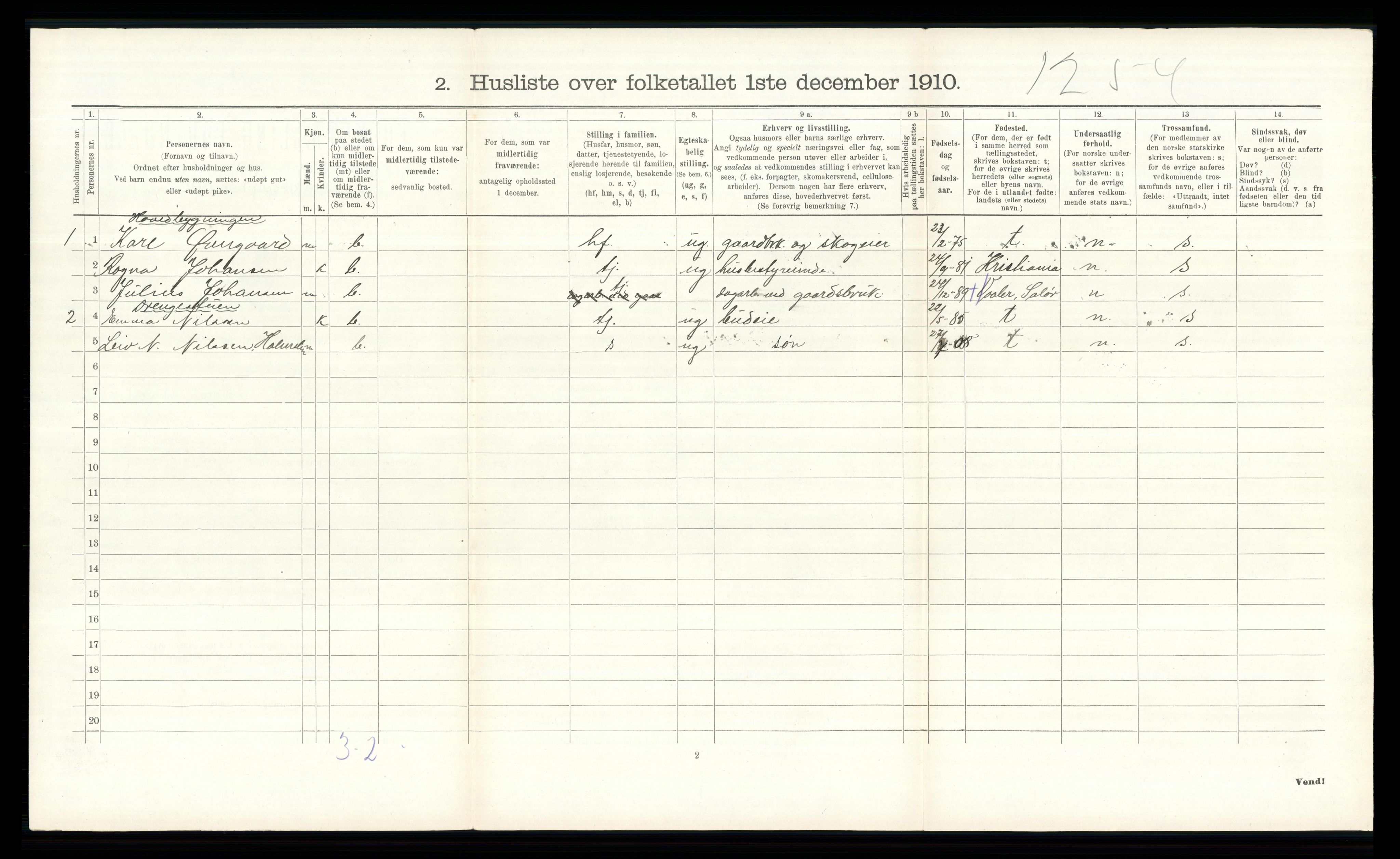 RA, 1910 census for Ytre Rendal, 1910, p. 446