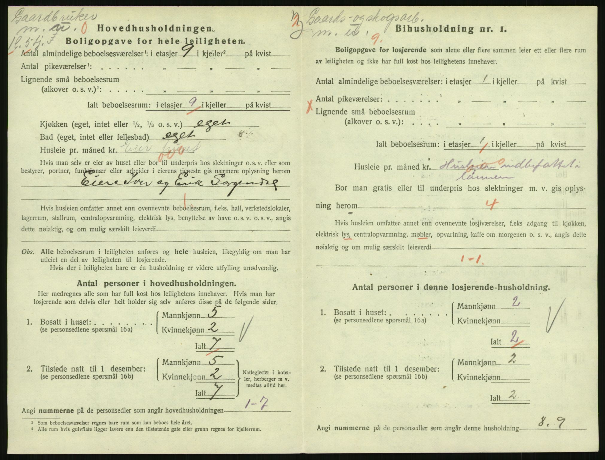 SAH, 1920 census for Lillehammer, 1920, p. 2545