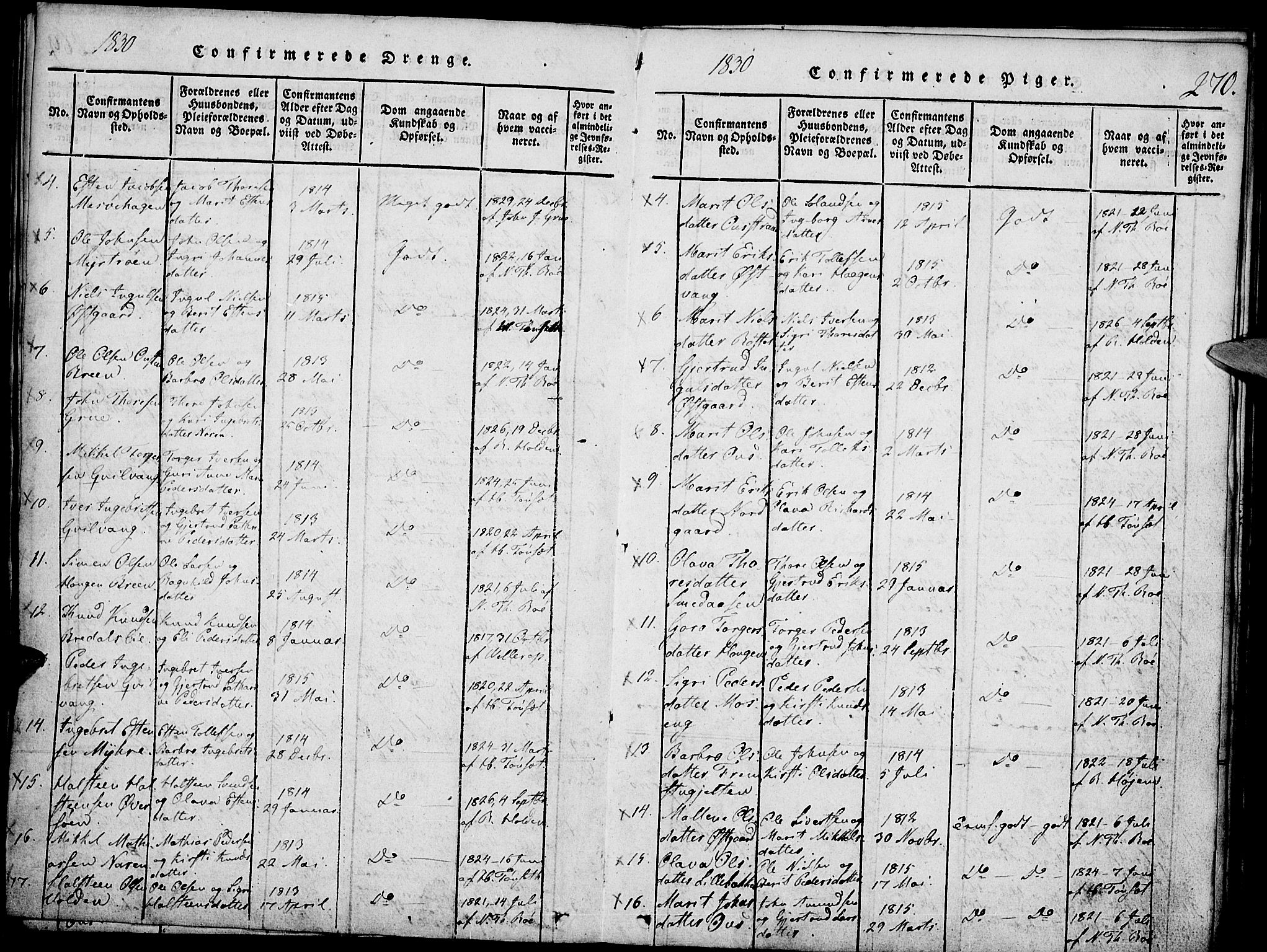 Tolga prestekontor, SAH/PREST-062/K/L0004: Parish register (official) no. 4, 1815-1836, p. 270
