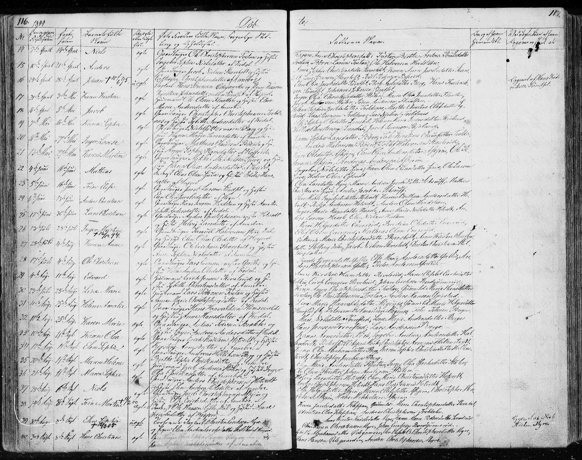 Andebu kirkebøker, AV/SAKO-A-336/F/Fa/L0004: Parish register (official) no. 4, 1829-1856, p. 116-117