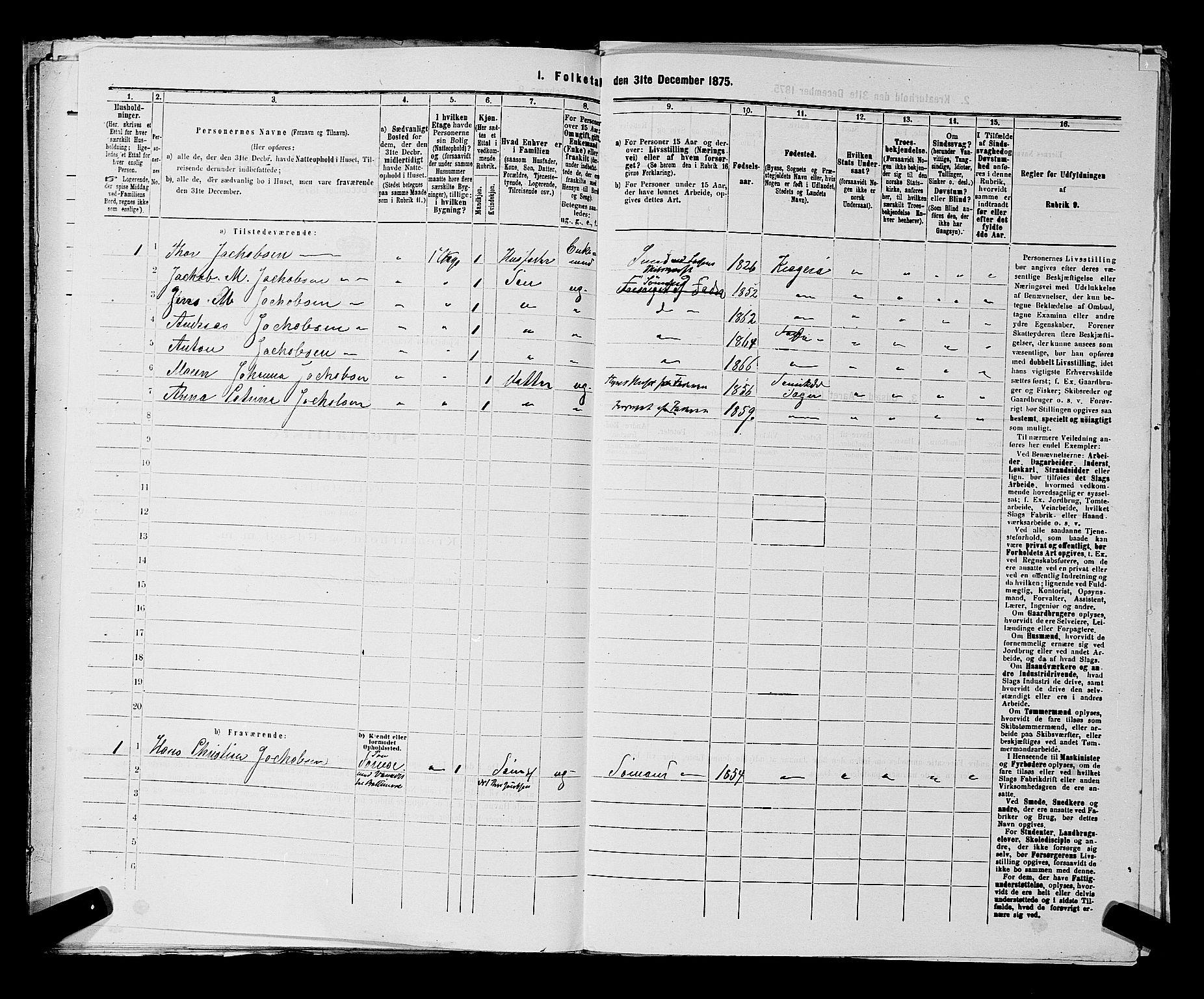 SAKO, 1875 census for 0801P Kragerø, 1875, p. 1039