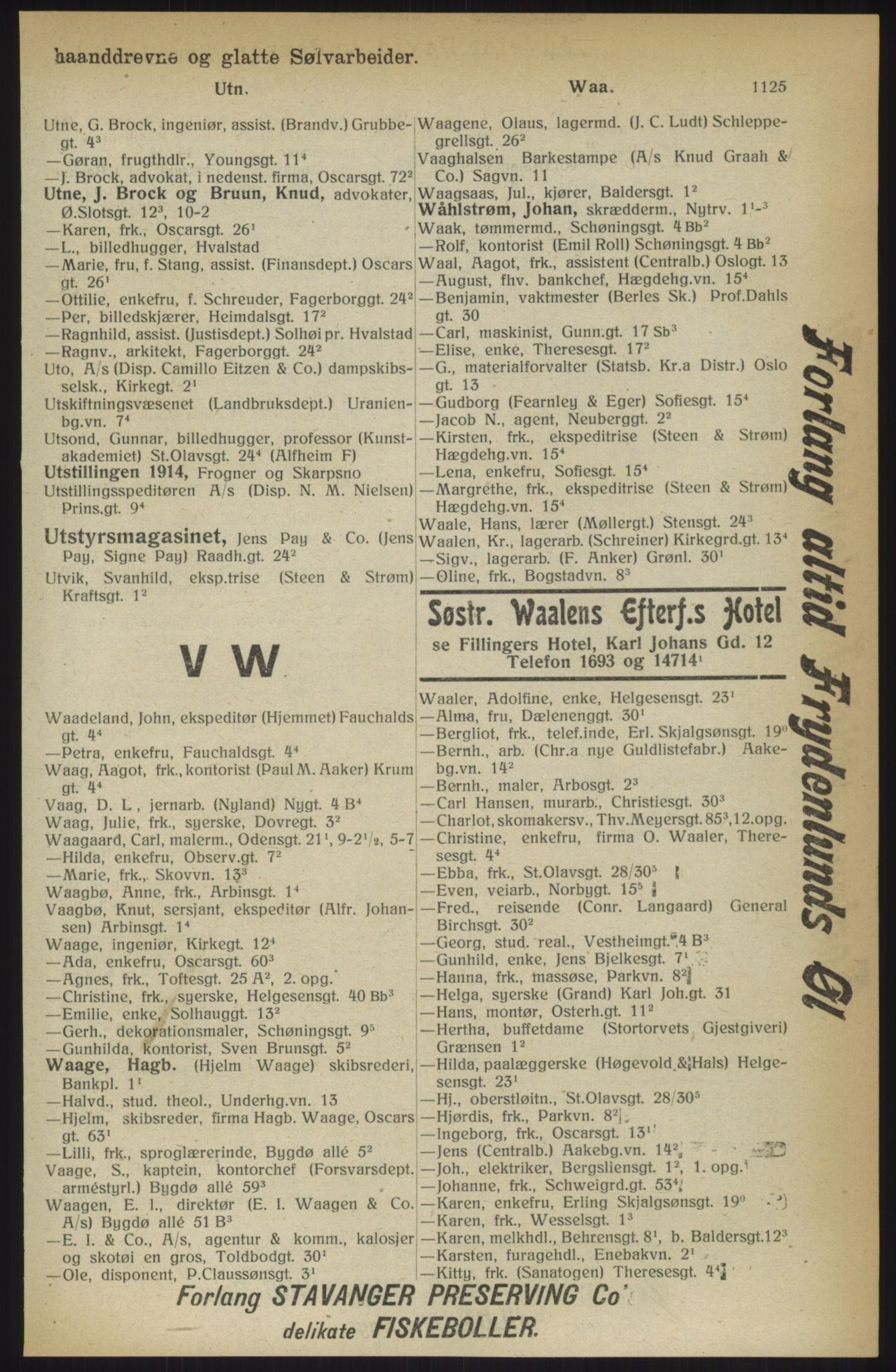 Kristiania/Oslo adressebok, PUBL/-, 1914, p. 1125