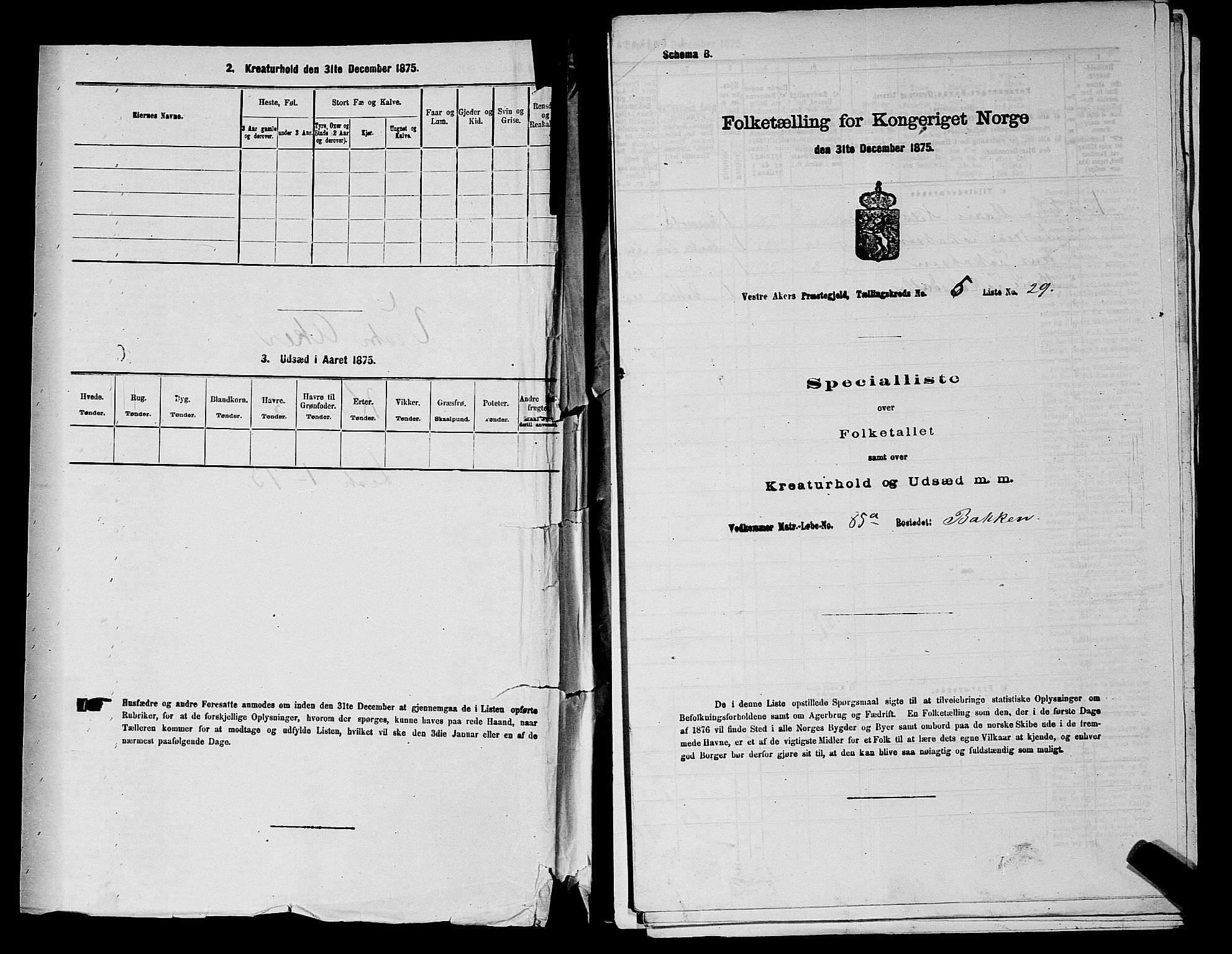 RA, 1875 census for 0218aP Vestre Aker, 1875, p. 865