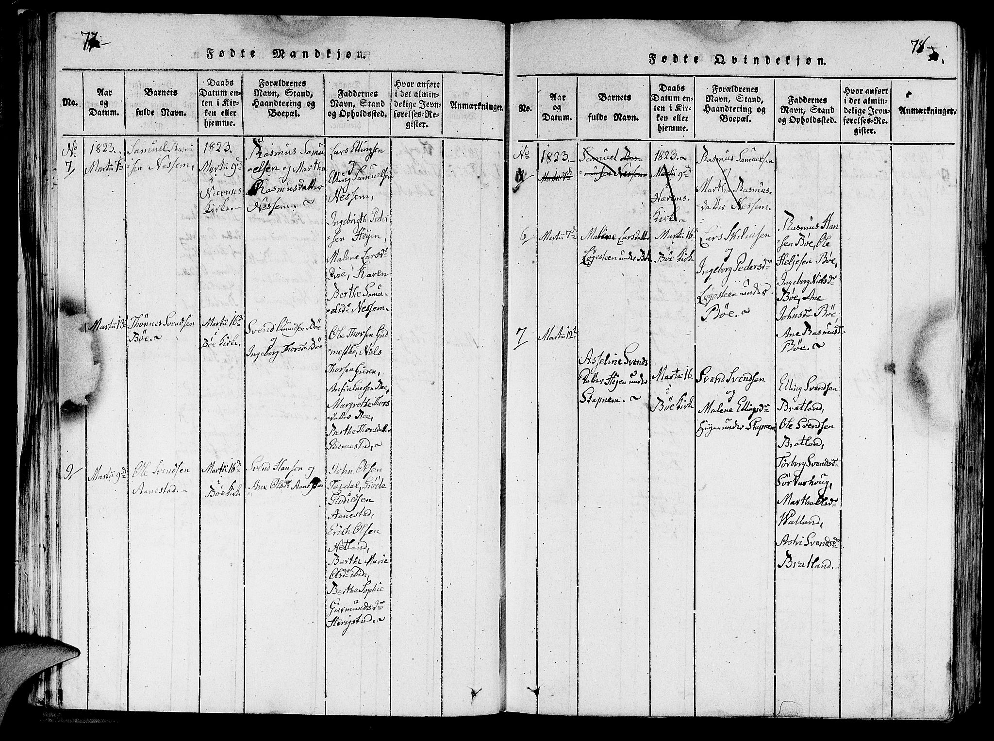 Hå sokneprestkontor, AV/SAST-A-101801/001/30BA/L0003: Parish register (official) no. A 3, 1815-1825, p. 77-78