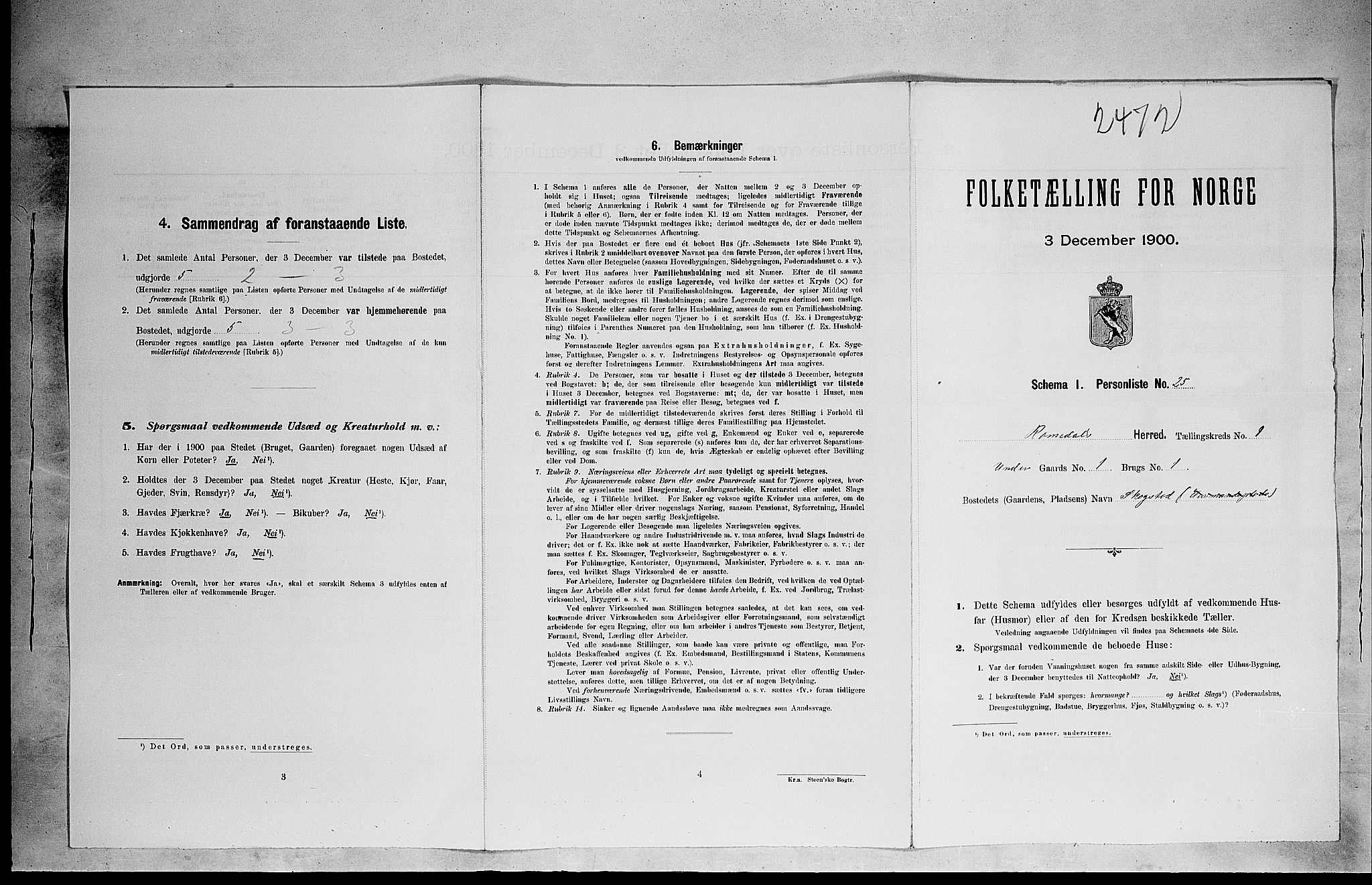 SAH, 1900 census for Romedal, 1900, p. 186