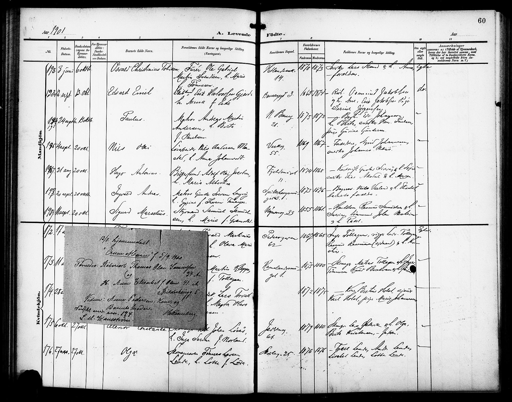 St. Johannes sokneprestkontor, SAST/A-101814/001/30/30BB/L0004: Parish register (copy) no. B 4, 1900-1907, p. 60