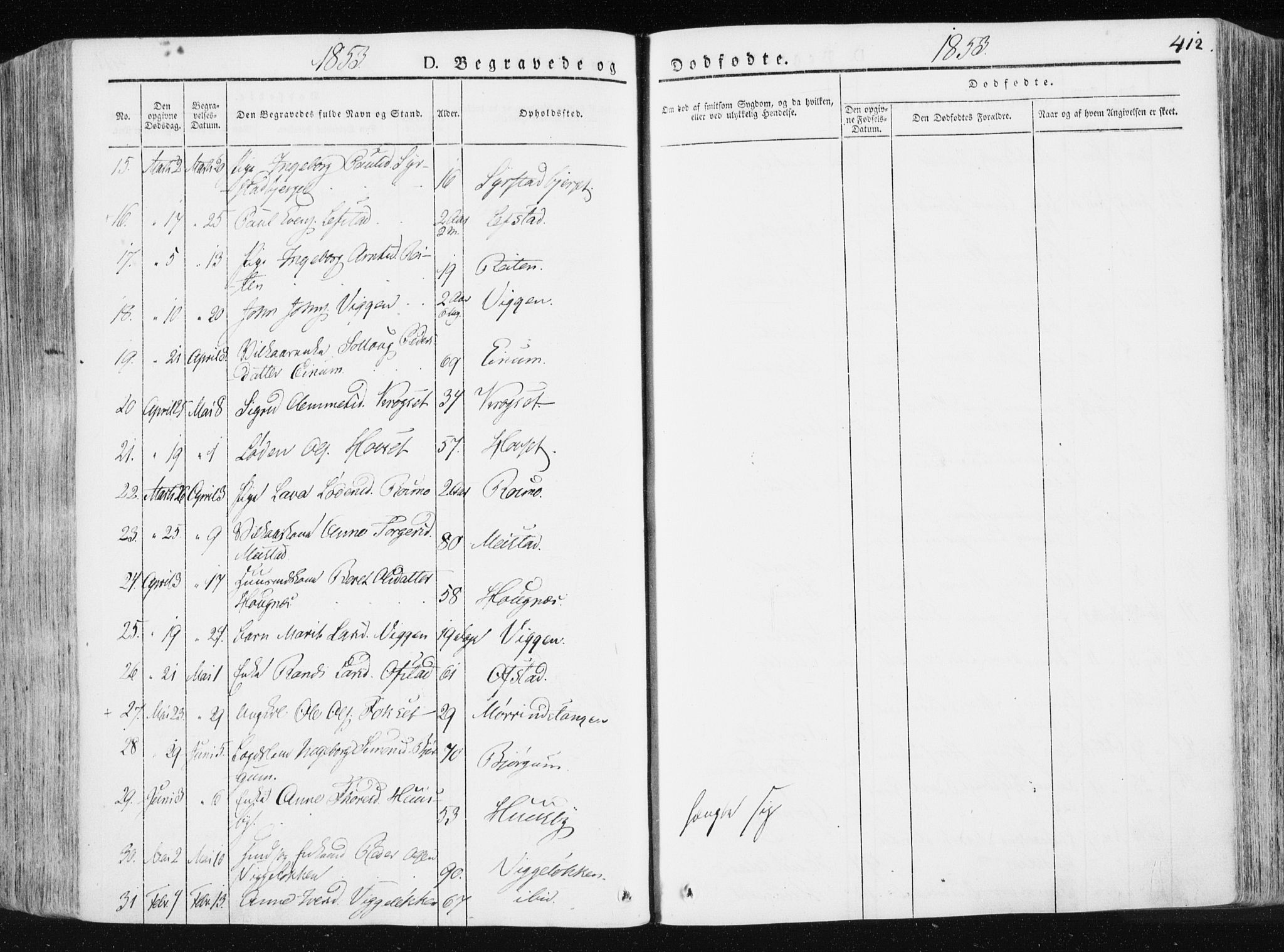 Ministerialprotokoller, klokkerbøker og fødselsregistre - Sør-Trøndelag, AV/SAT-A-1456/665/L0771: Parish register (official) no. 665A06, 1830-1856, p. 412