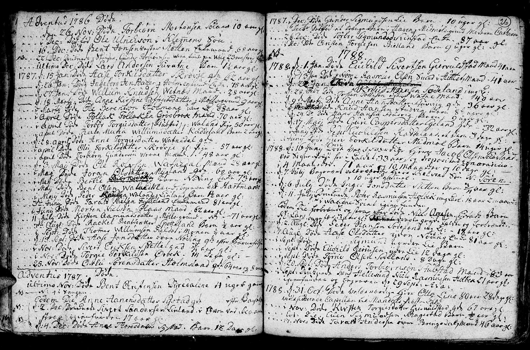 Holum sokneprestkontor, AV/SAK-1111-0022/F/Fb/Fba/L0001: Parish register (copy) no. B 1 /1, 1770-1820, p. 26