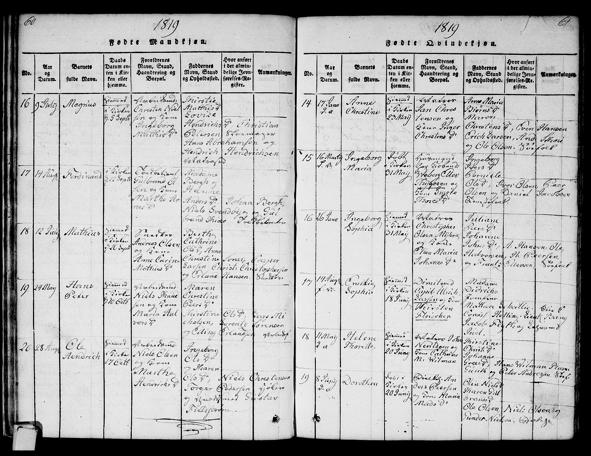Strømsø kirkebøker, AV/SAKO-A-246/F/Fa/L0011: Parish register (official) no. I 11, 1815-1829, p. 60-61
