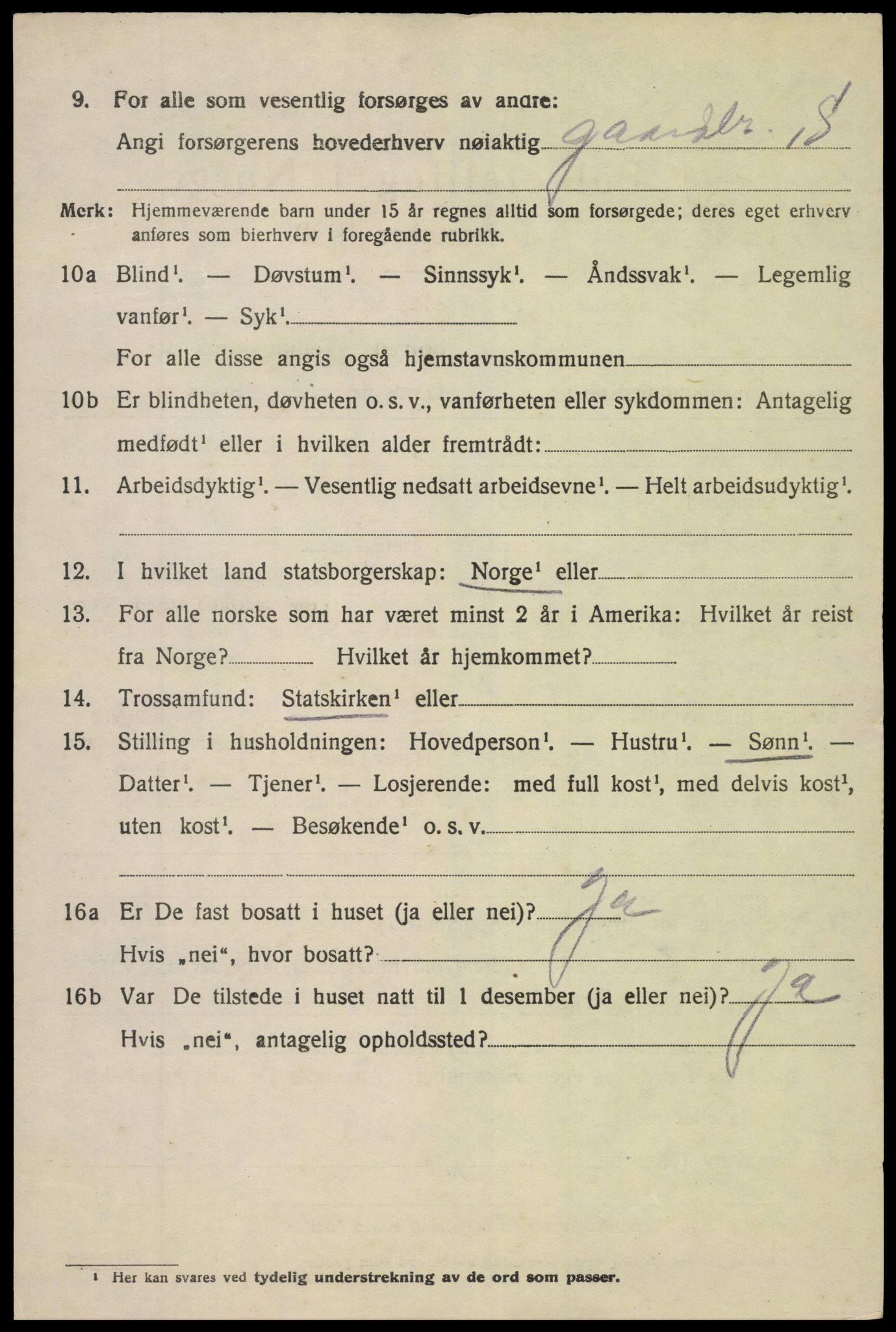 SAK, 1920 census for Vegårshei, 1920, p. 3711
