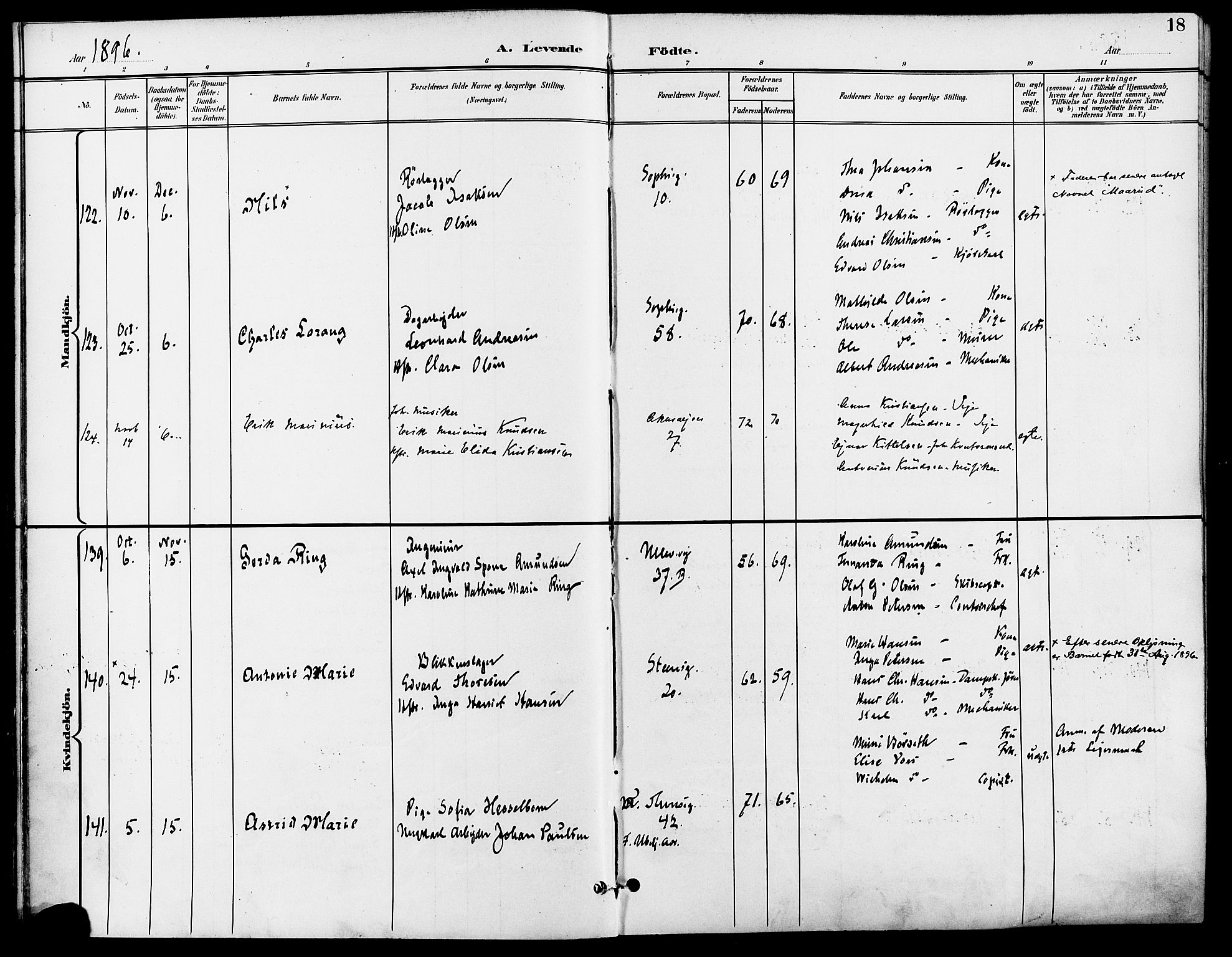 Gamle Aker prestekontor Kirkebøker, AV/SAO-A-10617a/F/L0011: Parish register (official) no. 11, 1896-1901, p. 18