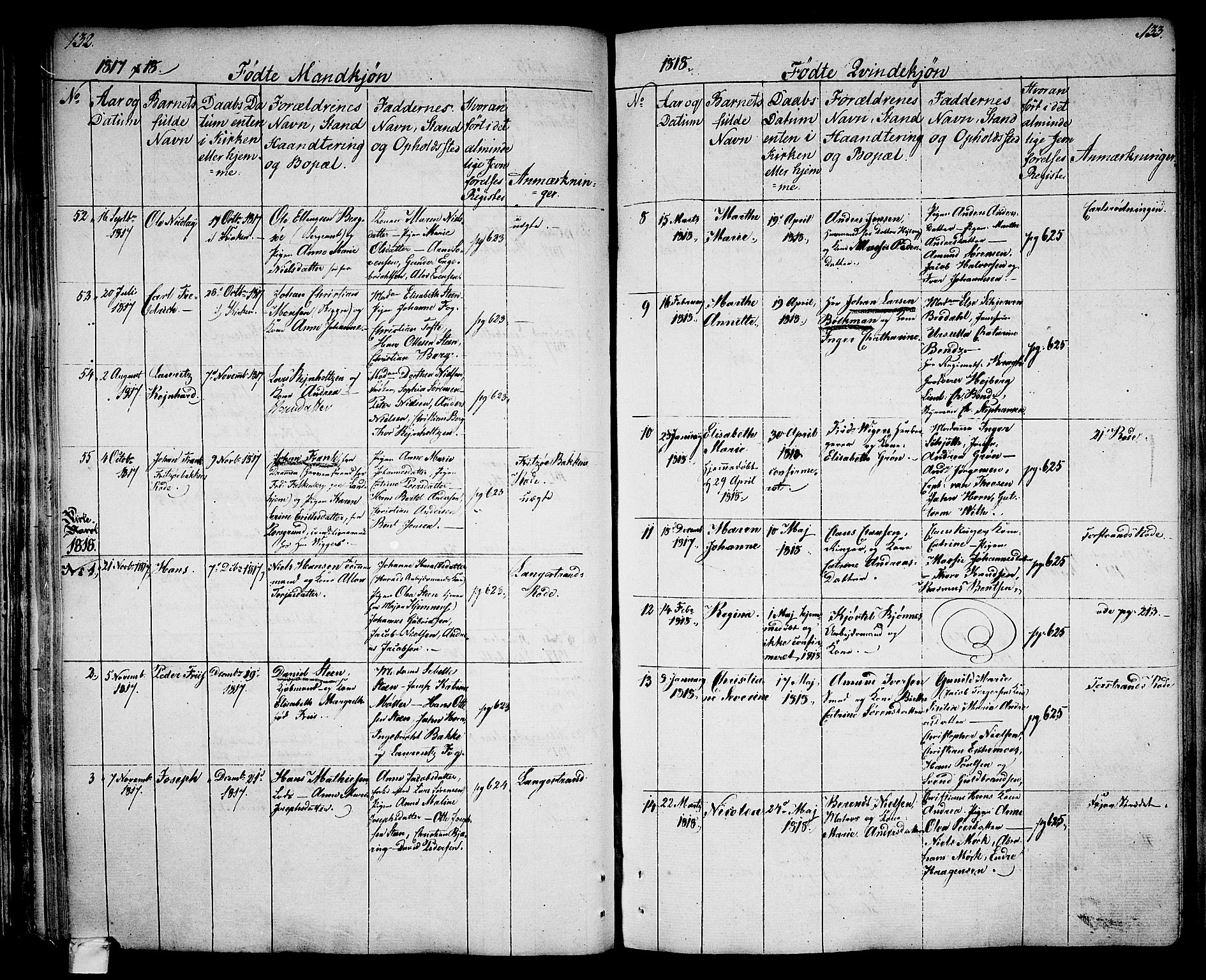 Larvik kirkebøker, AV/SAKO-A-352/G/Ga/L0002: Parish register (copy) no. I 2, 1807-1830, p. 132-133