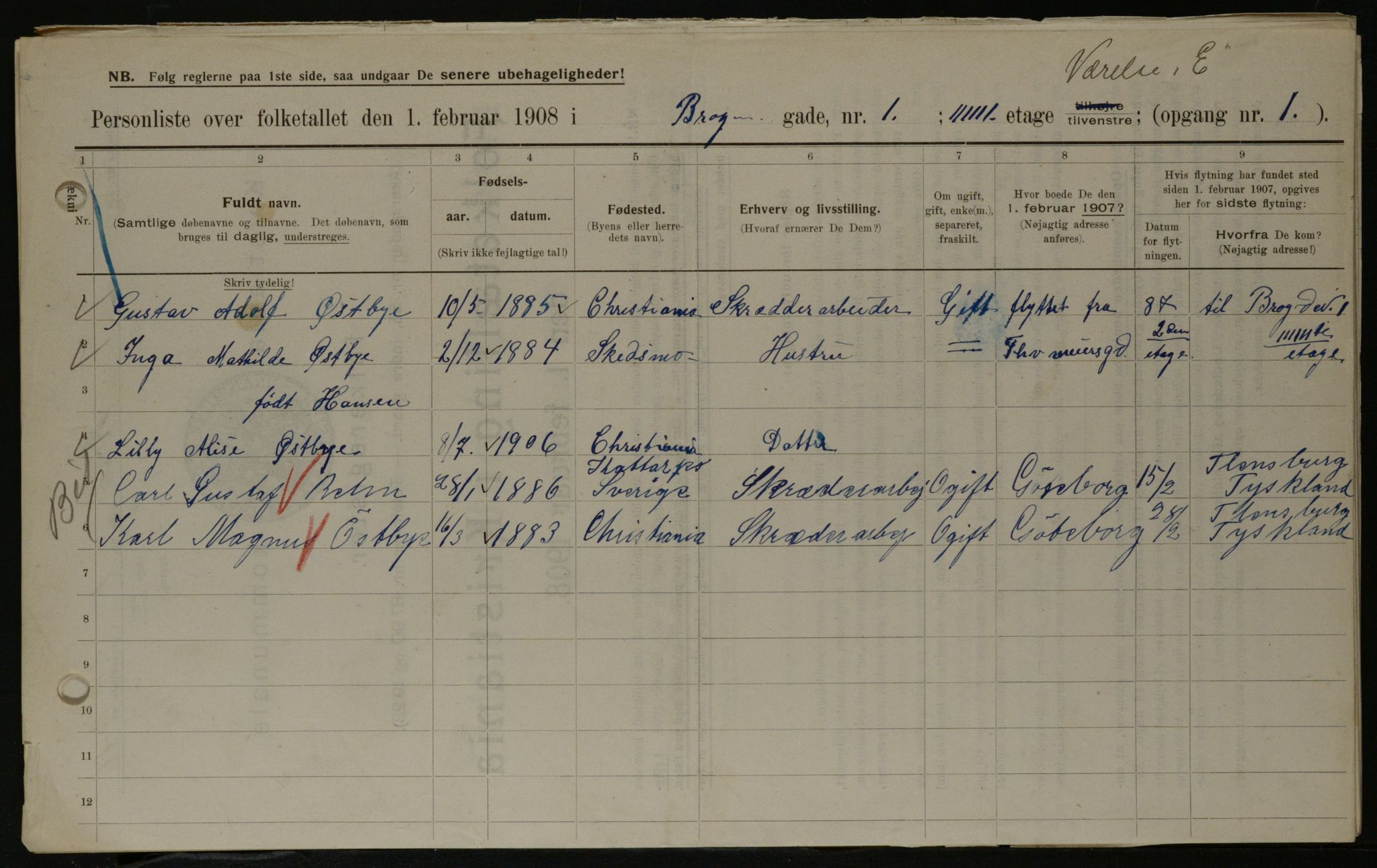 OBA, Municipal Census 1908 for Kristiania, 1908, p. 9213